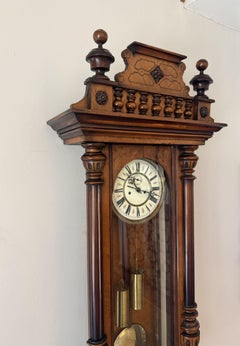 Fine quality antique Victorian walnut double weight Vienna wall clock
