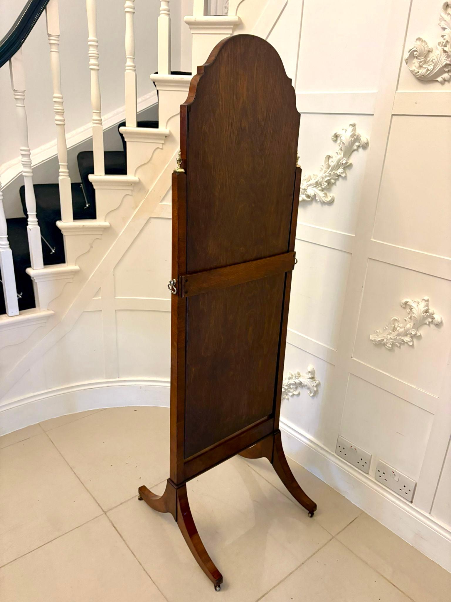 20th Century Fine Quality Antique Walnut Cheval Mirror For Sale