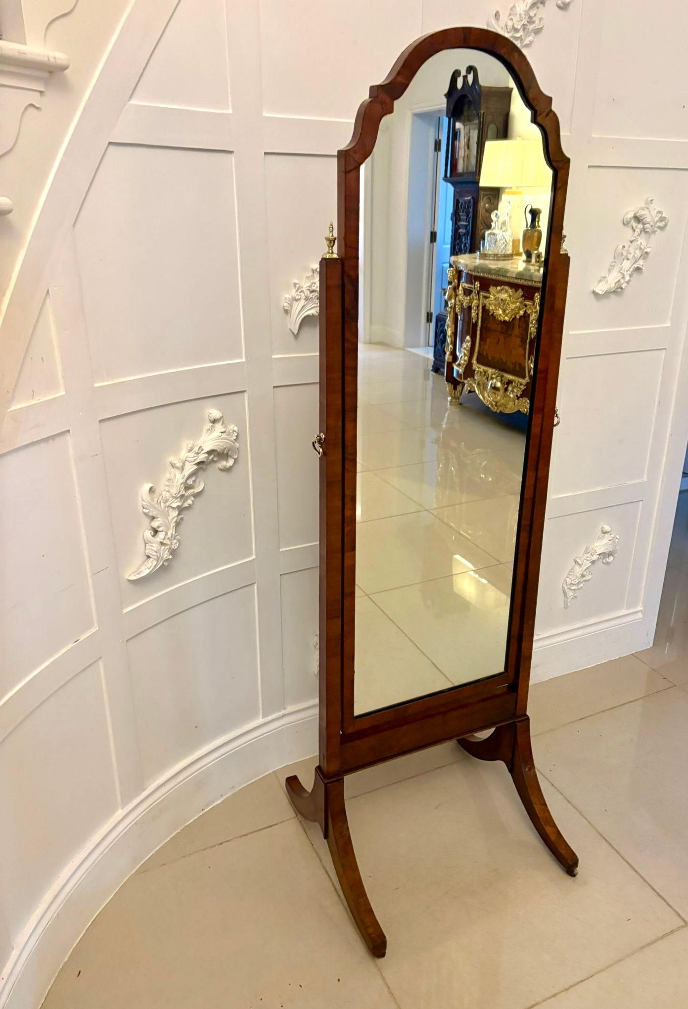 Fine Quality Antique Walnut Cheval Mirror For Sale 2