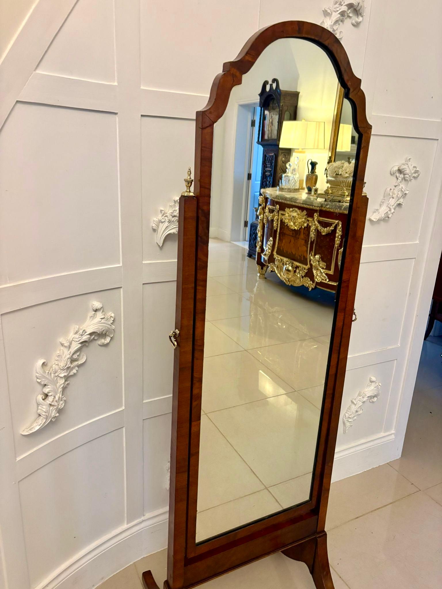 Fine Quality Antique Walnut Cheval Mirror For Sale 3