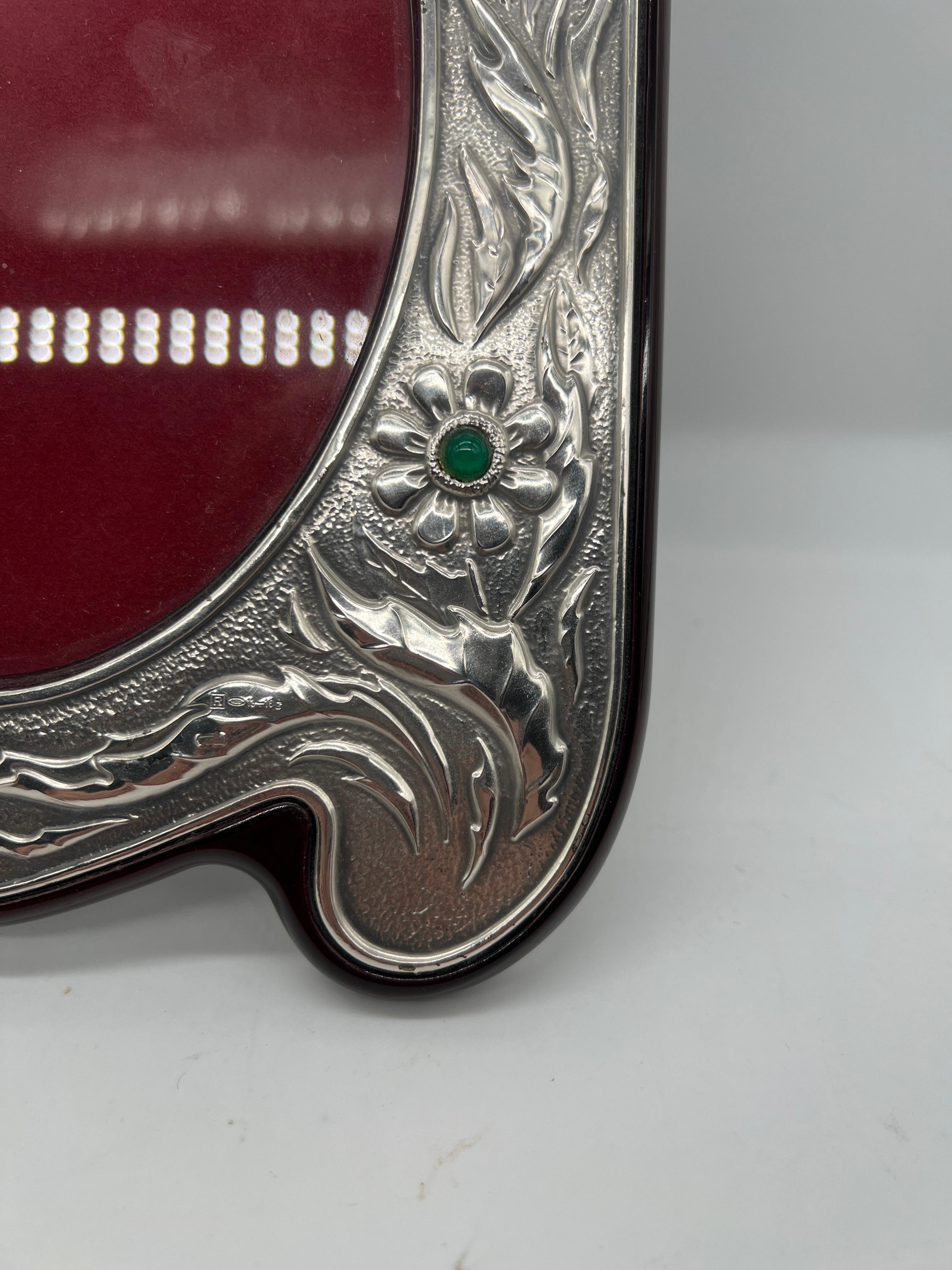 Marco Art Nouveau de plata de ley Arin de gran calidad con margaritas Italiano en venta