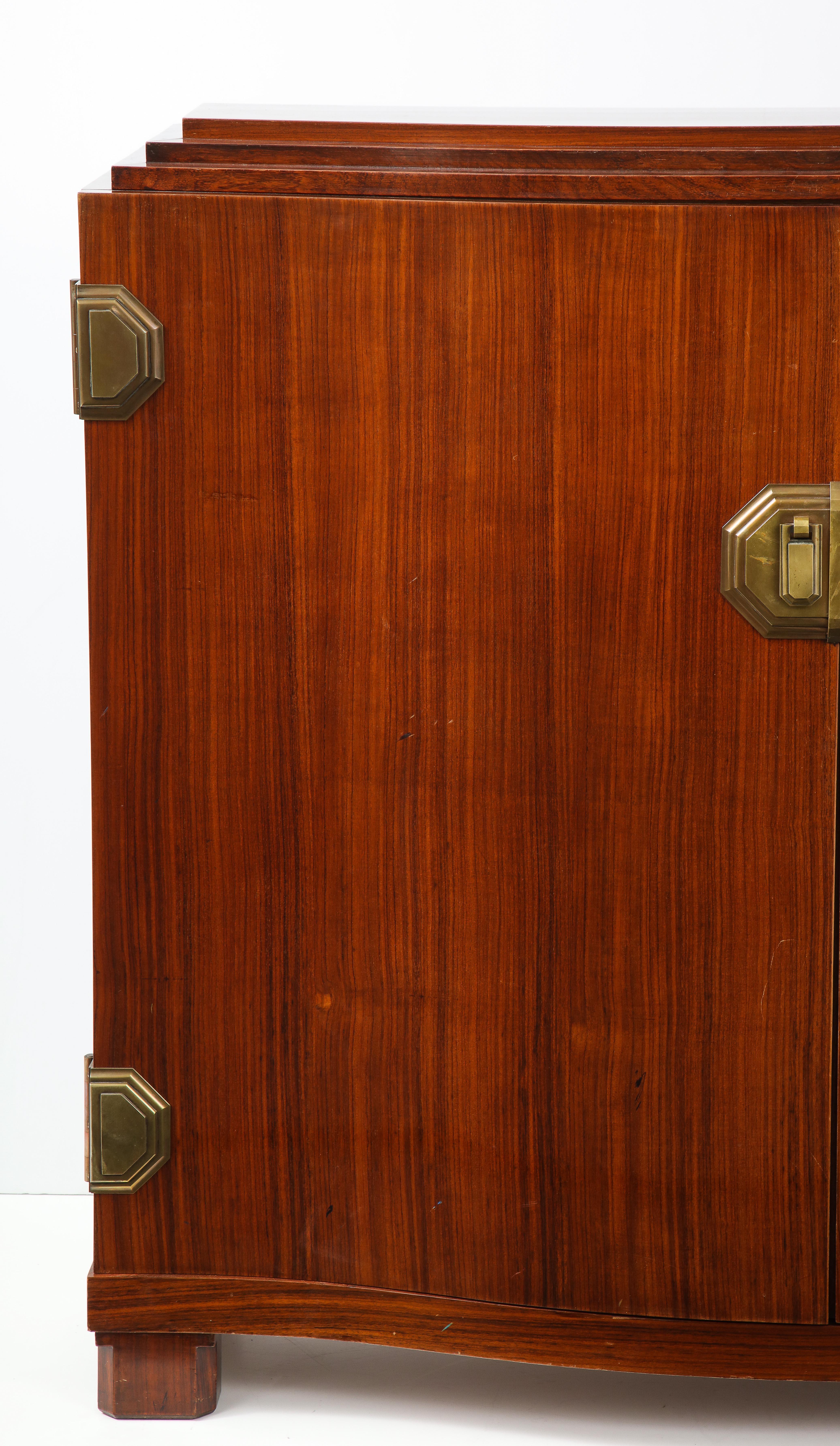 Mid-20th Century Fine Quality Art Deco Walnut Two-Door Cabinet Attributed to Maison Dominique