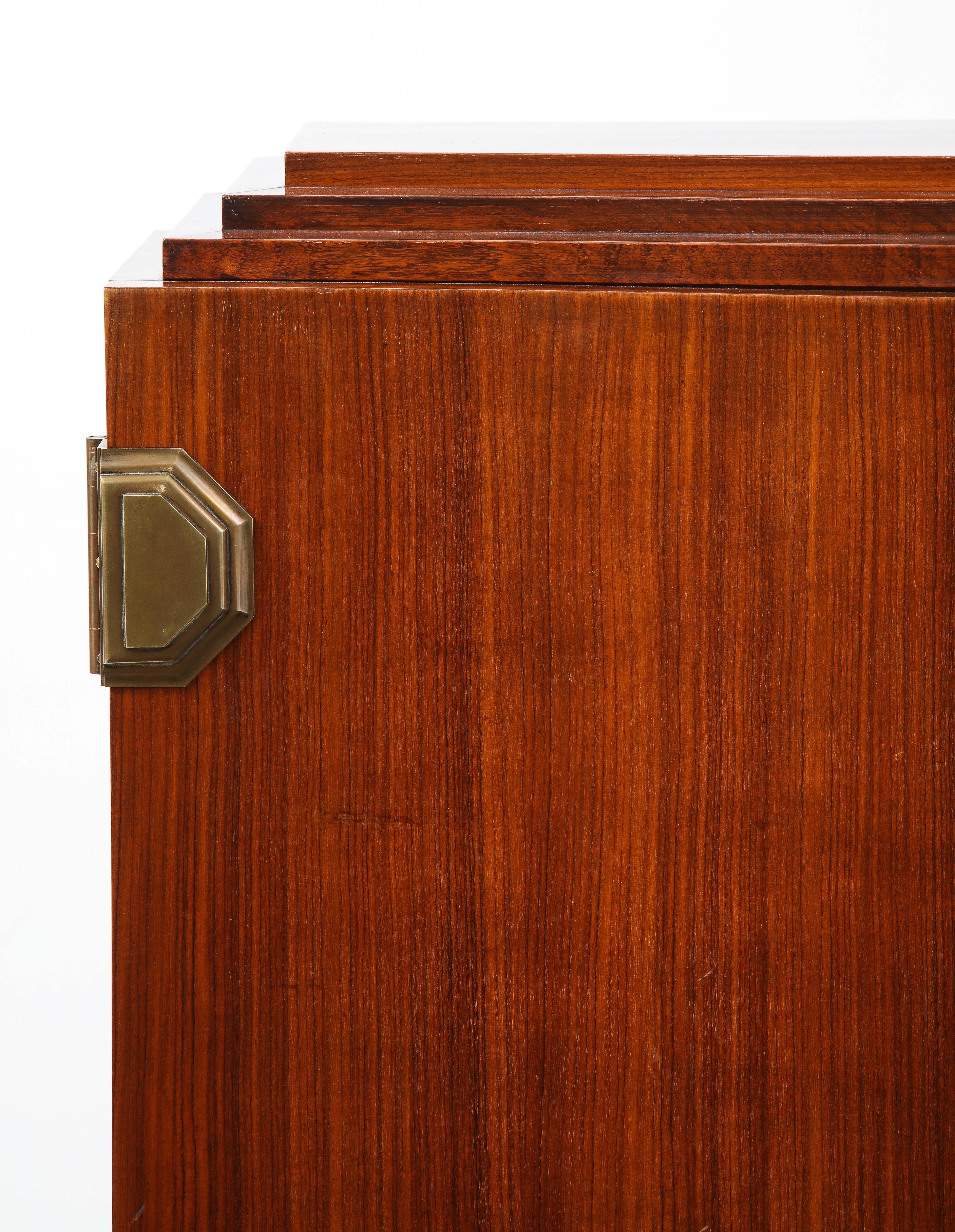 Fine Quality Art Deco Walnut Two-Door Cabinet Attributed to Maison Dominique 1