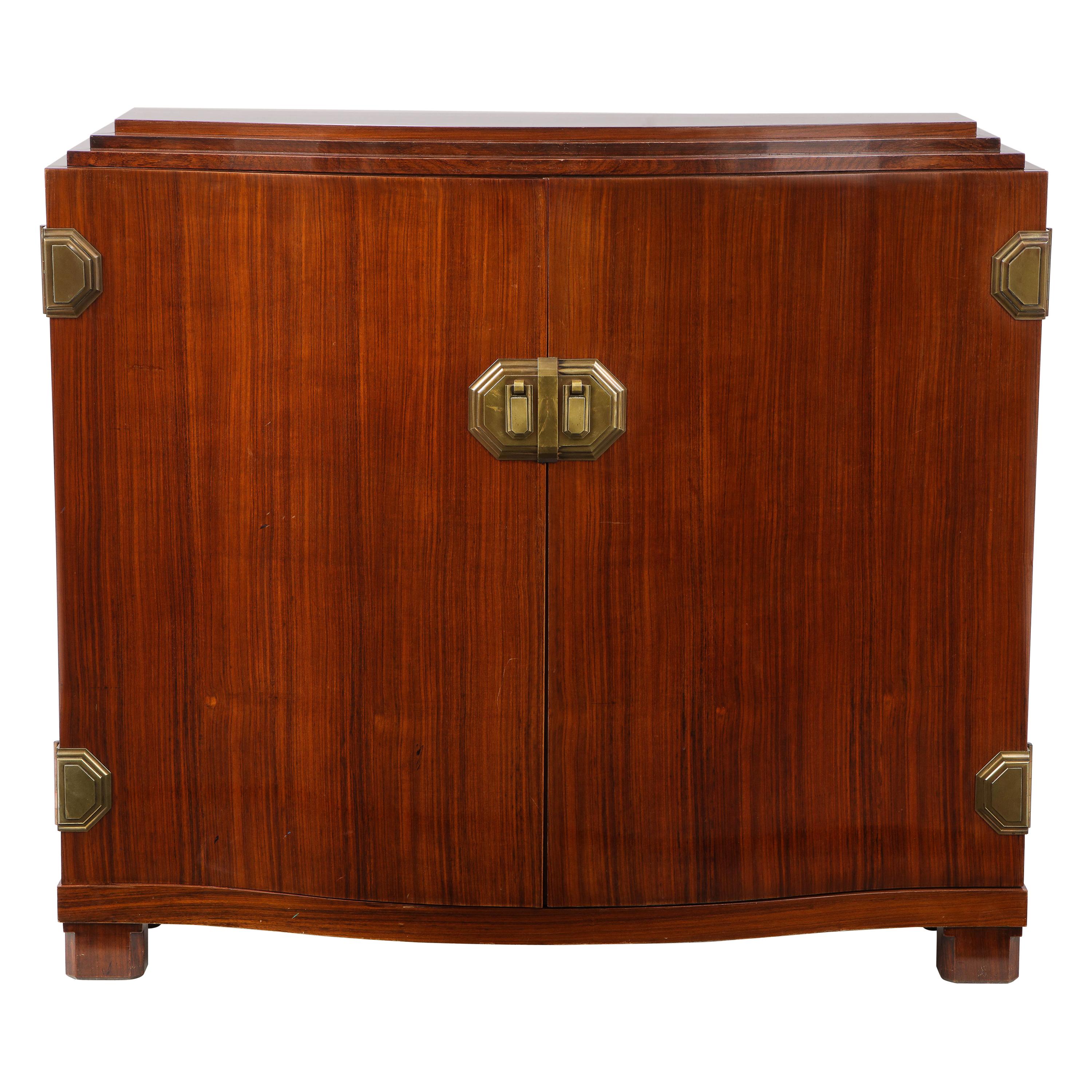 Fine Quality Art Deco Walnut Two-Door Cabinet Attributed to Maison Dominique