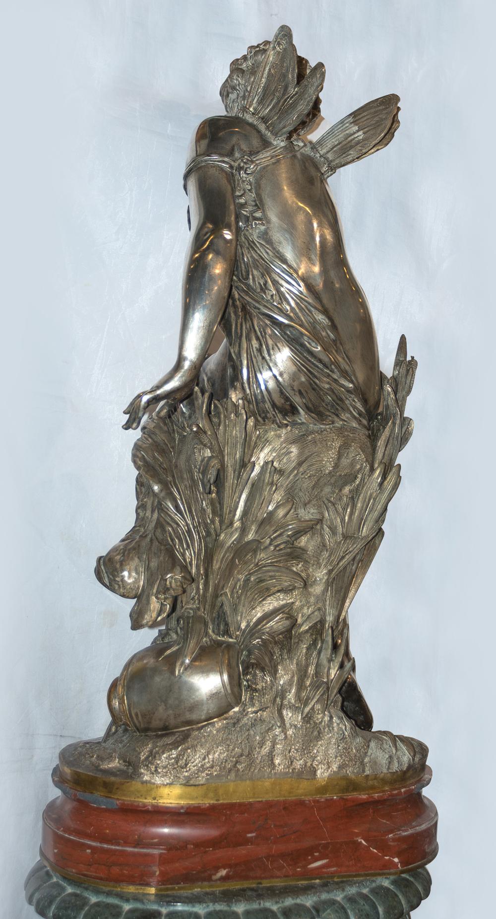 French Fine Quality Art Nouveau Gilt and Silvered Bronze Figure of Psyche For Sale