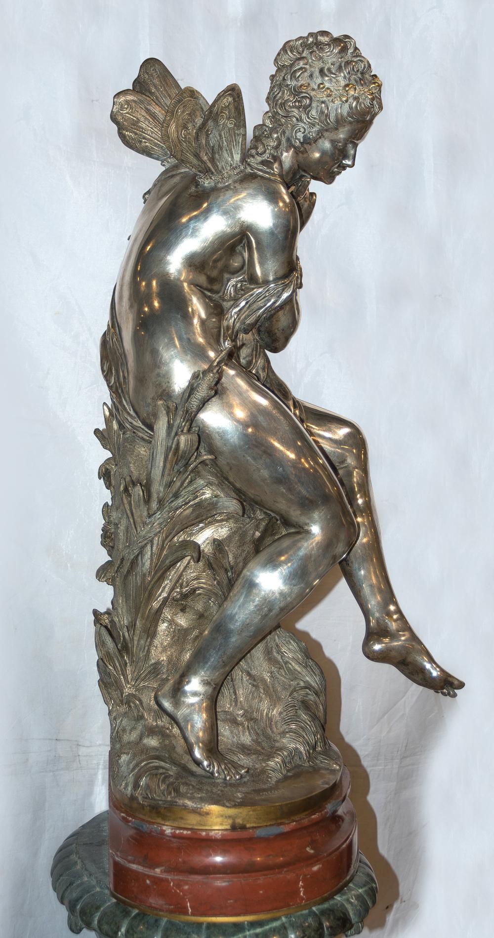 Hochwertige vergoldete und versilberte Bronzefigur der Psyche im Jugendstil im Zustand „Gut“ im Angebot in New York, NY