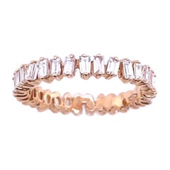 Bague d'éternité complète baguette de qualité avec 1,18 carat de diamants en or rose 18 carats