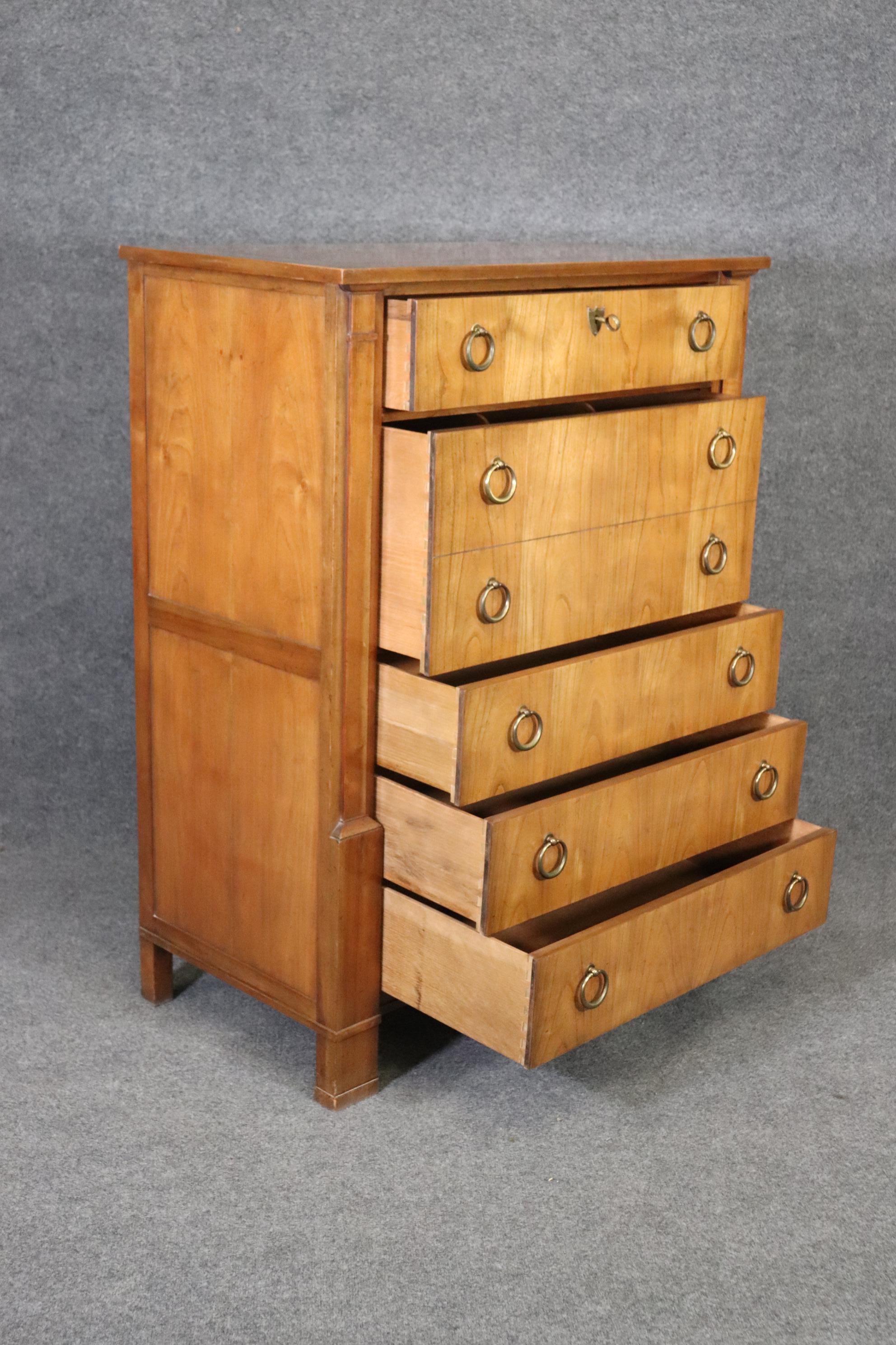 Mid-20th Century Fine Quality Baker French Directoire Style Cherry Tall Dresser, Circa 1950s