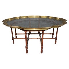 Fine Quality Baker Furniture Brass Tray Top Faux Bamboo Coffee Table