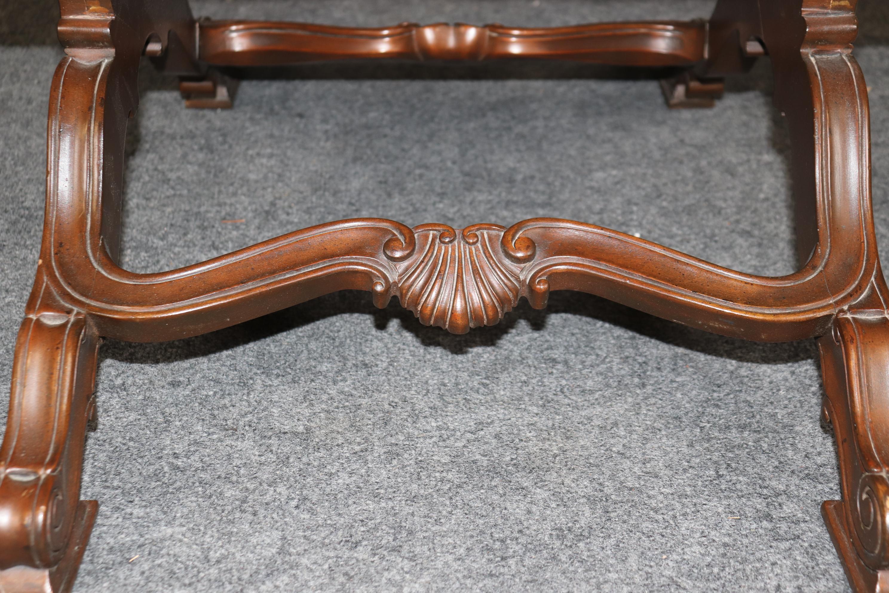 Fine Quality Baker Furniture Carved French Regency X Form Carved Walnut Bench For Sale 5
