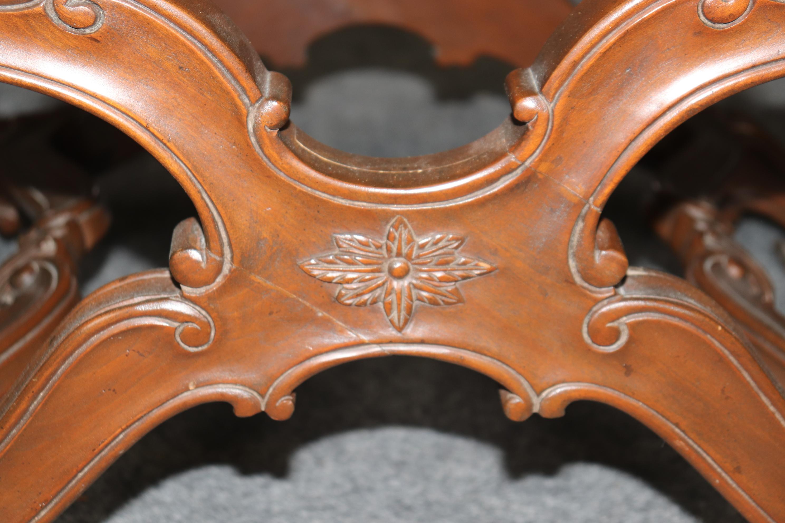 Fine Quality Baker Furniture Carved French Regency X Form Carved Walnut Bench For Sale 3