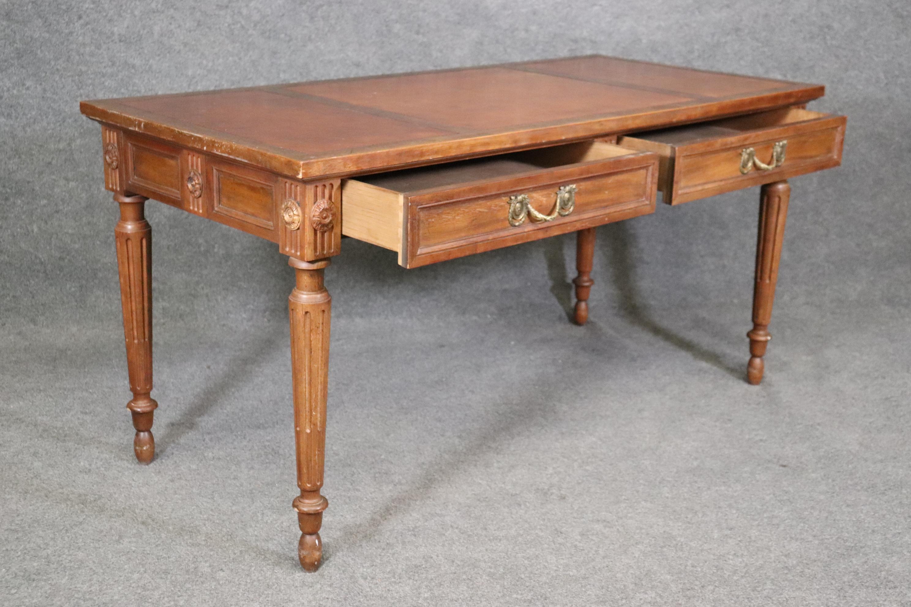 Fine Quality Baker Furniture Company Embossed Leather Top Louis XVI Style Desk  4