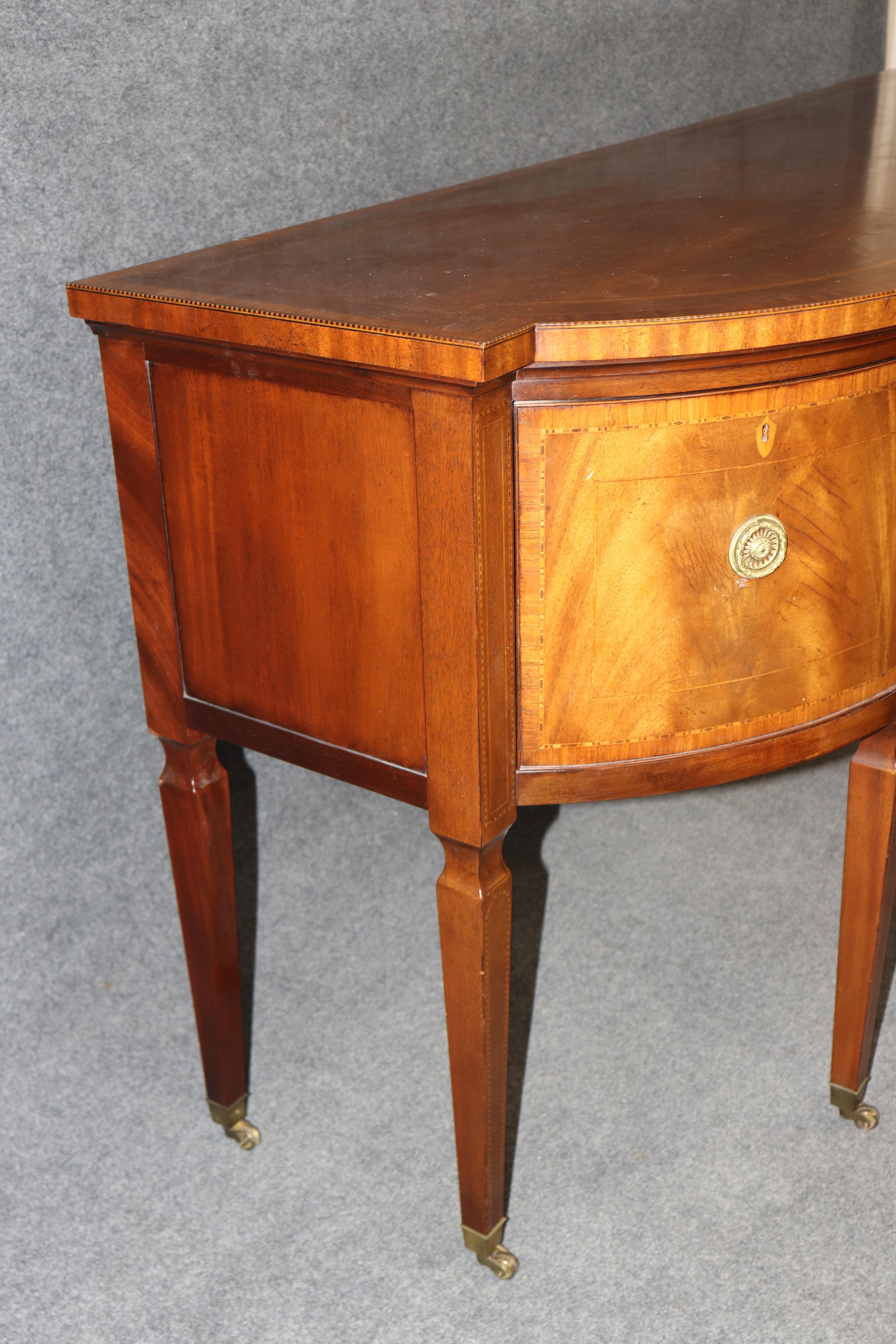 American Fine Quality Baker Furniture Satinwood Inlaid Sheraton Mahogany Sideboard Buffet For Sale