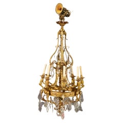 Fine Quality Bronze and Genuine Crystal French Louis XV Style Chandelier