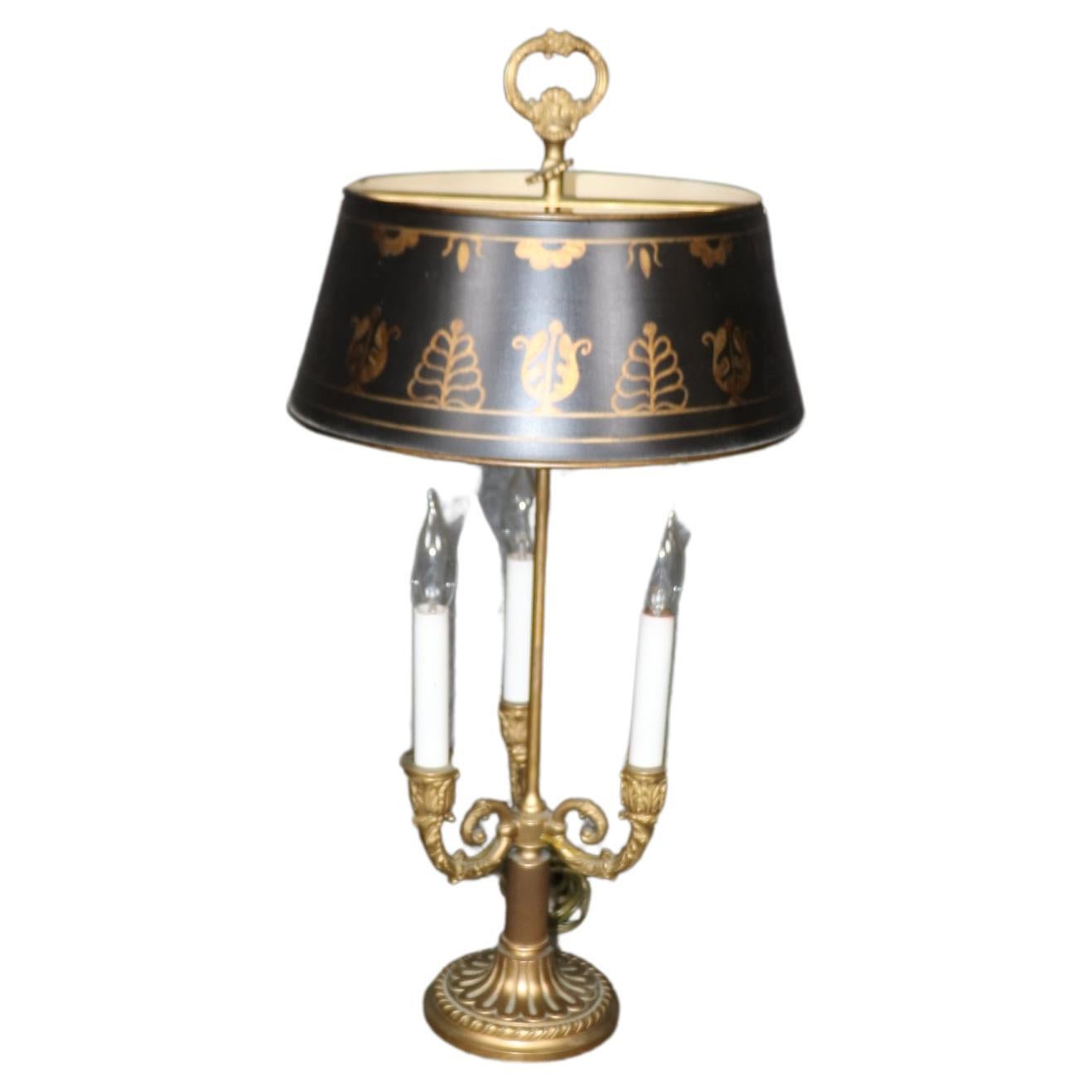 Fine Quality Bronze Brass Metal Tole Painted Bouillotte Table Lamp