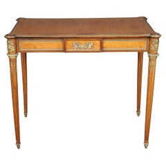 Fine Quality Bronze Mounted Cherubs Putti Marquetry Inlaid Kingwood Writing Desk