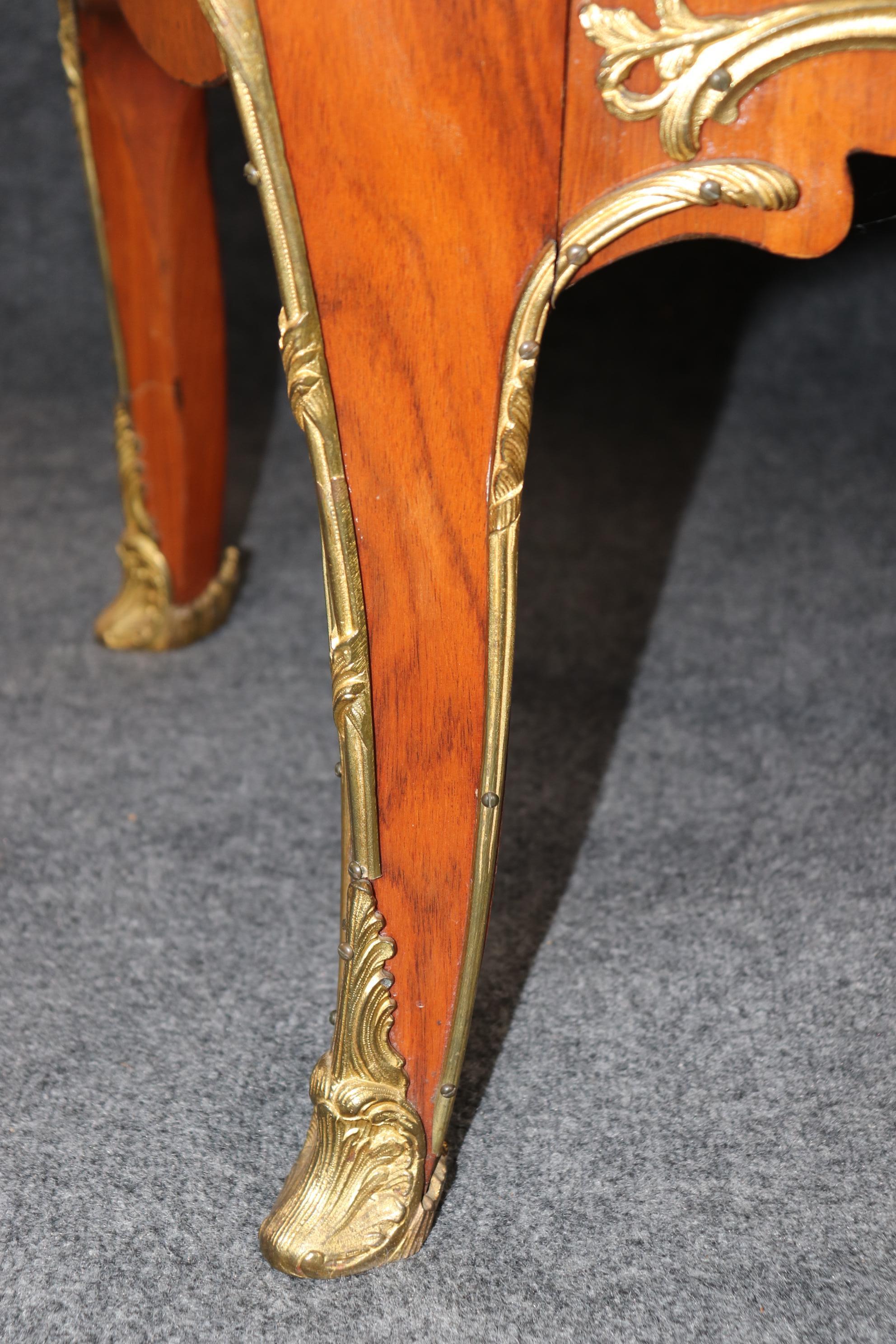Fine Quality Bronze Mounted Marble Top Inlaid Louis XV Commode Circa 1930 For Sale 1