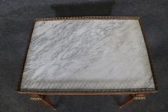 Fine Quality Bronze Ormolu Mounted Carara Marble Top French Directoire End Table