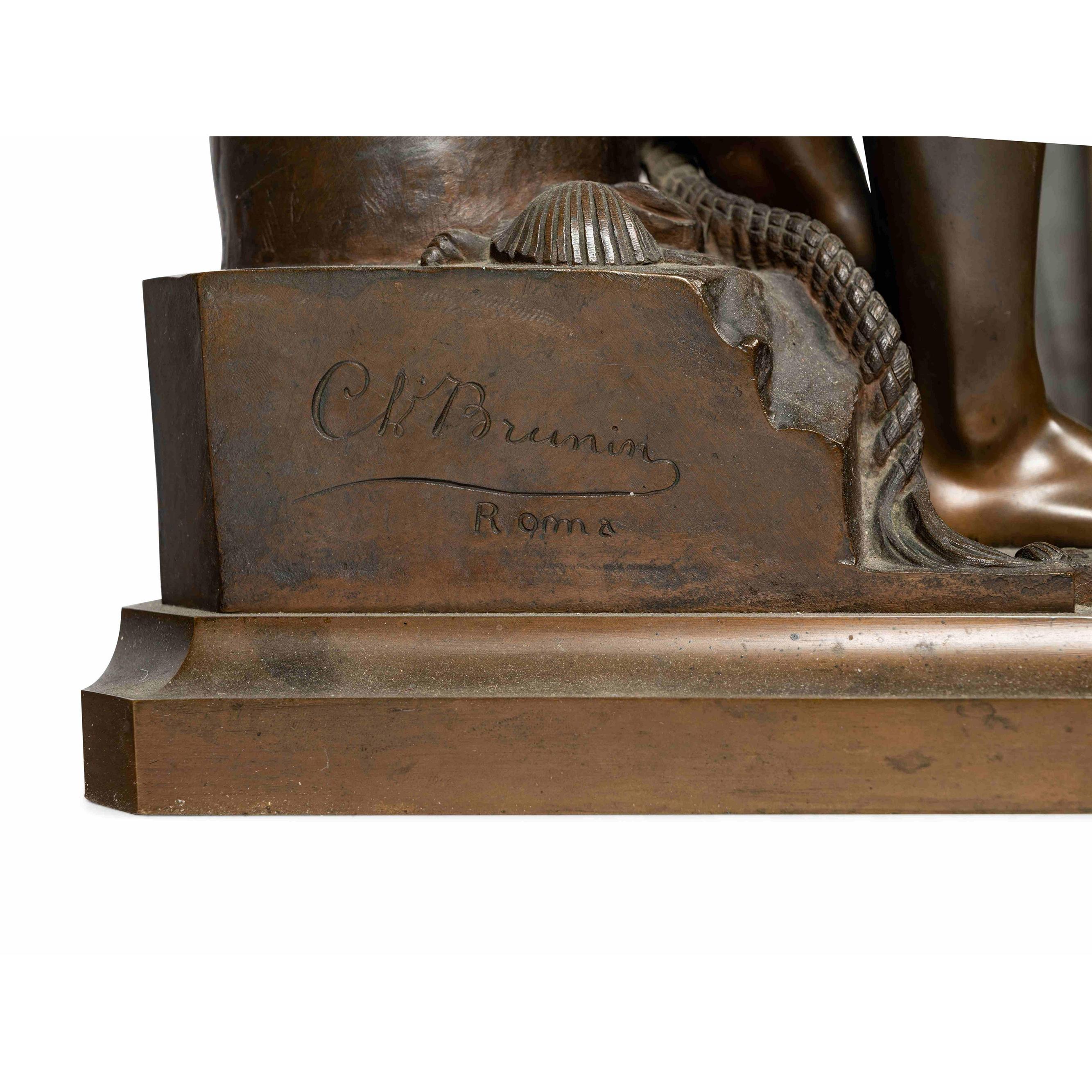 Patiné  Sculpture en bronze d'un pêcheur napolitaine par Charles Brunin en vente