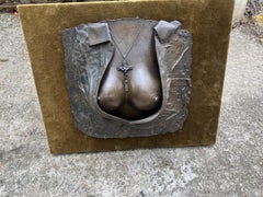 Fine quality bronze statue of bust with crucifix by Huib Noorlander - Signed