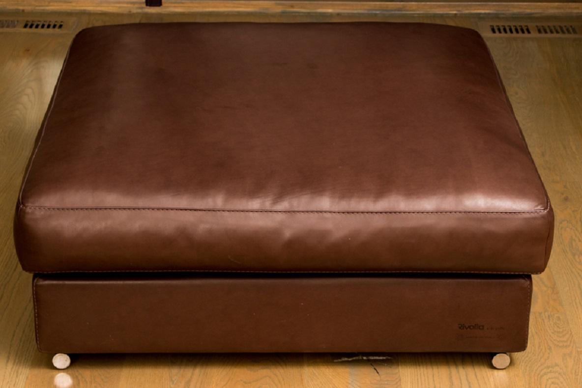 Mid-Century Modern Fine Quality Brown Leather Ottoman by Rivolta, Italy