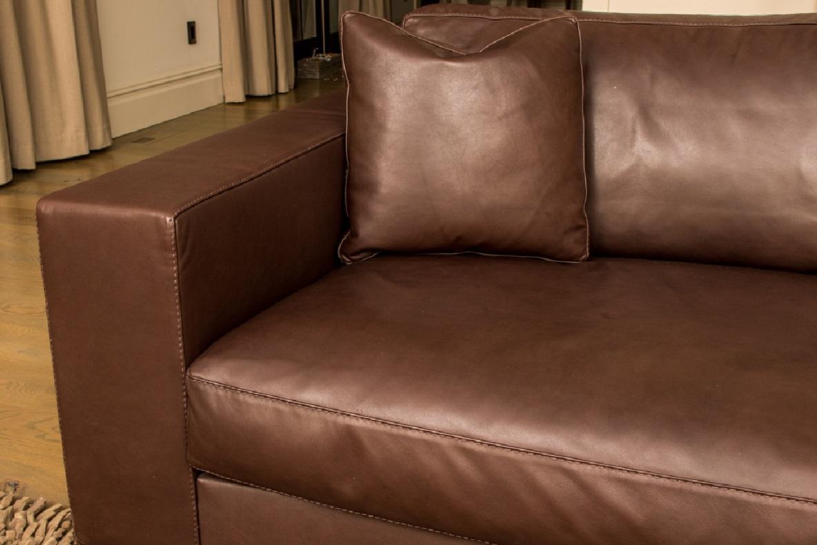 Mid-Century Modern Fine Quality Brown Leather Sofa by Rivolta, Italy