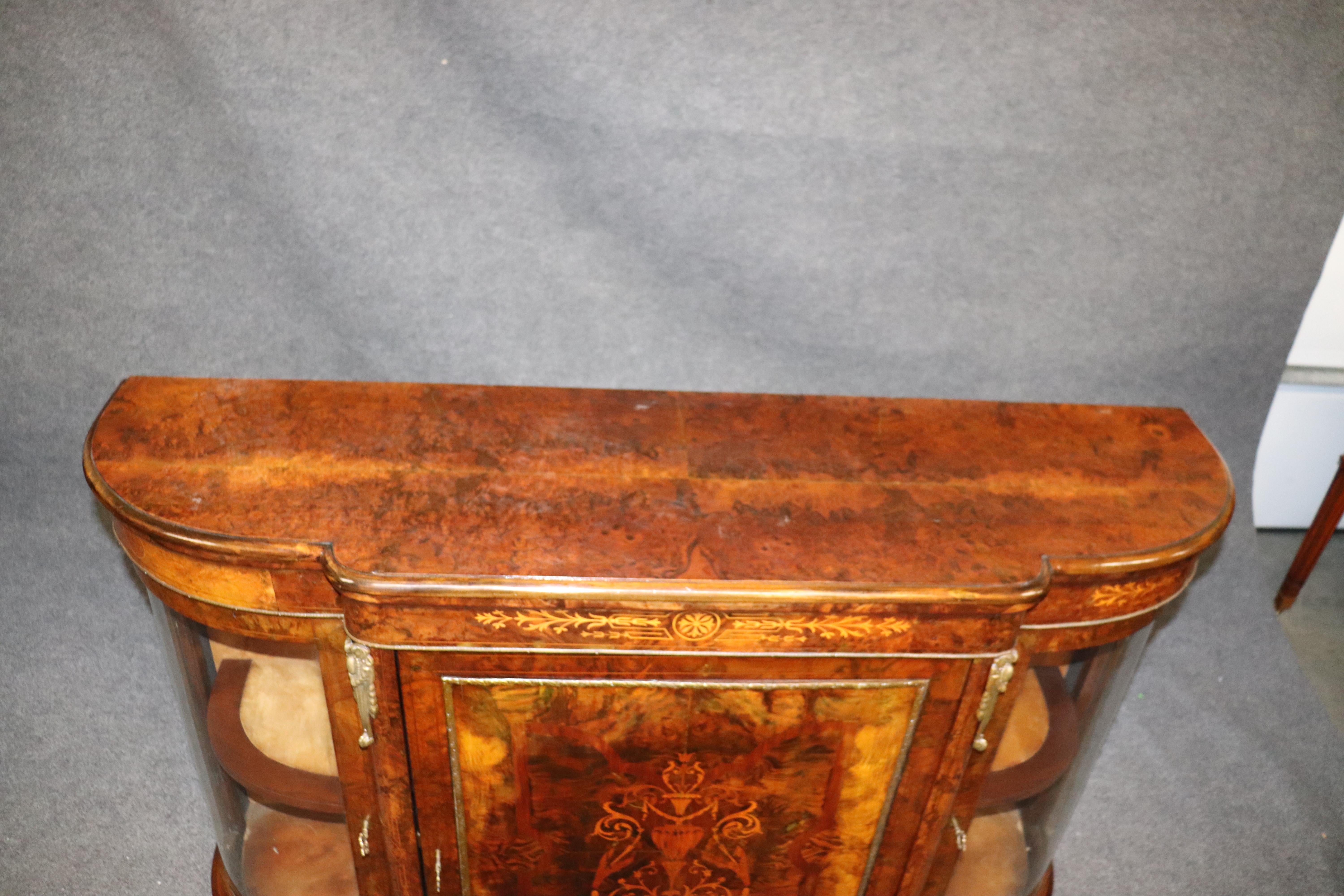 Fine Quality Burled Walnut Inlaid Vitrine Door Sideboard Buffet Credenza 2