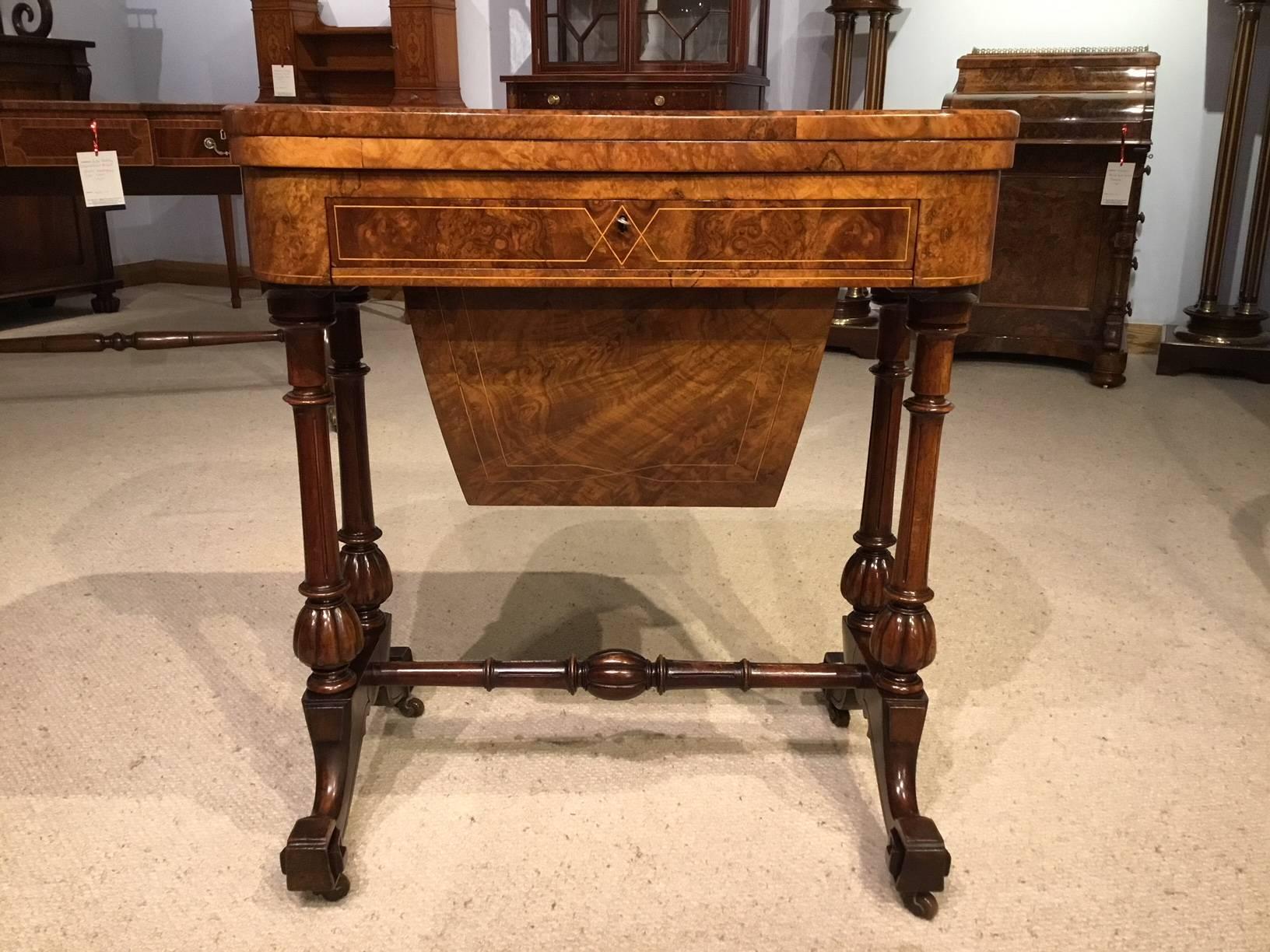 Fine Quality Burr Walnut Victorian Period Backgammon Table 6