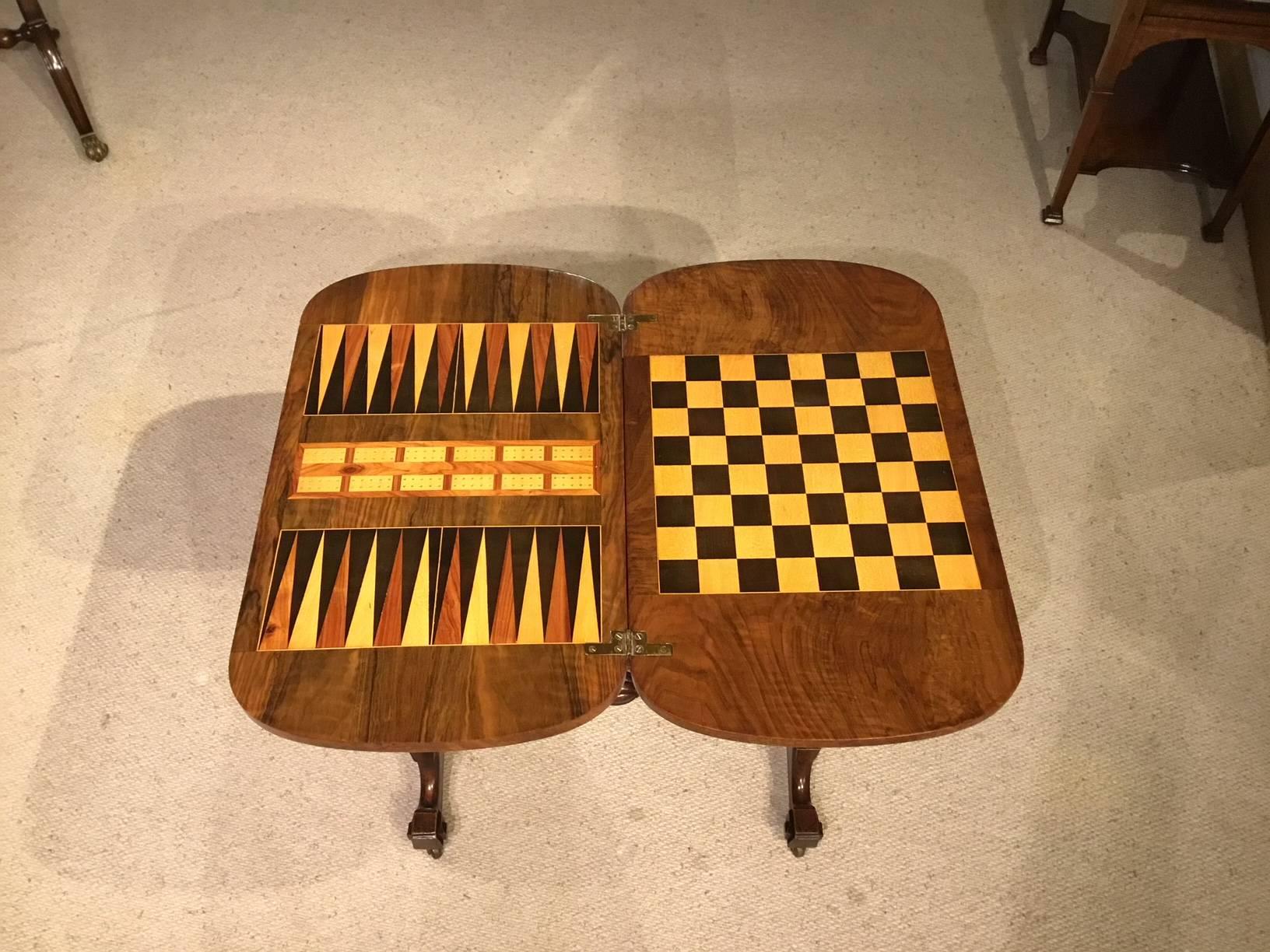 Fine Quality Burr Walnut Victorian Period Backgammon Table 2