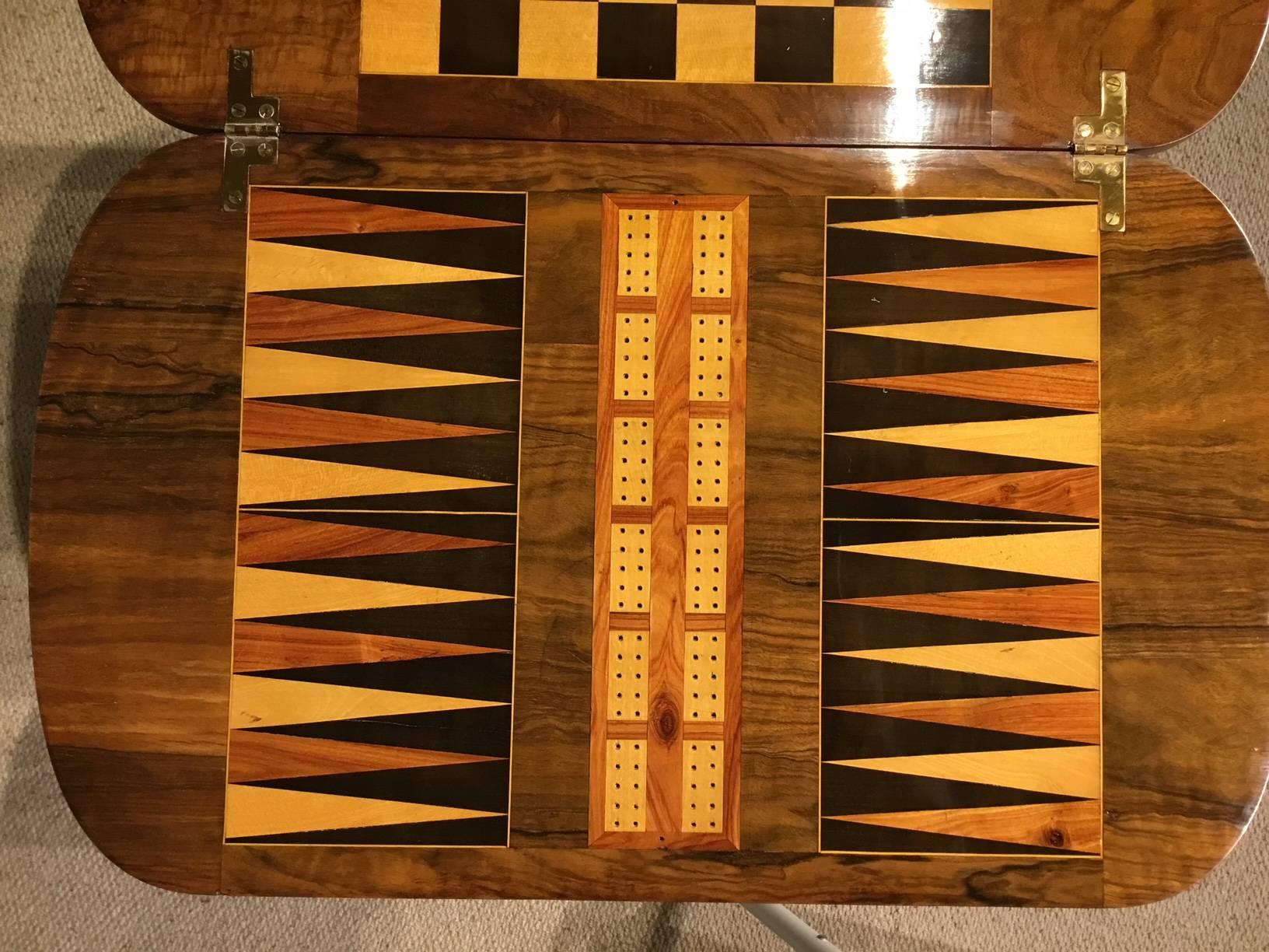 Fine Quality Burr Walnut Victorian Period Backgammon Table 4