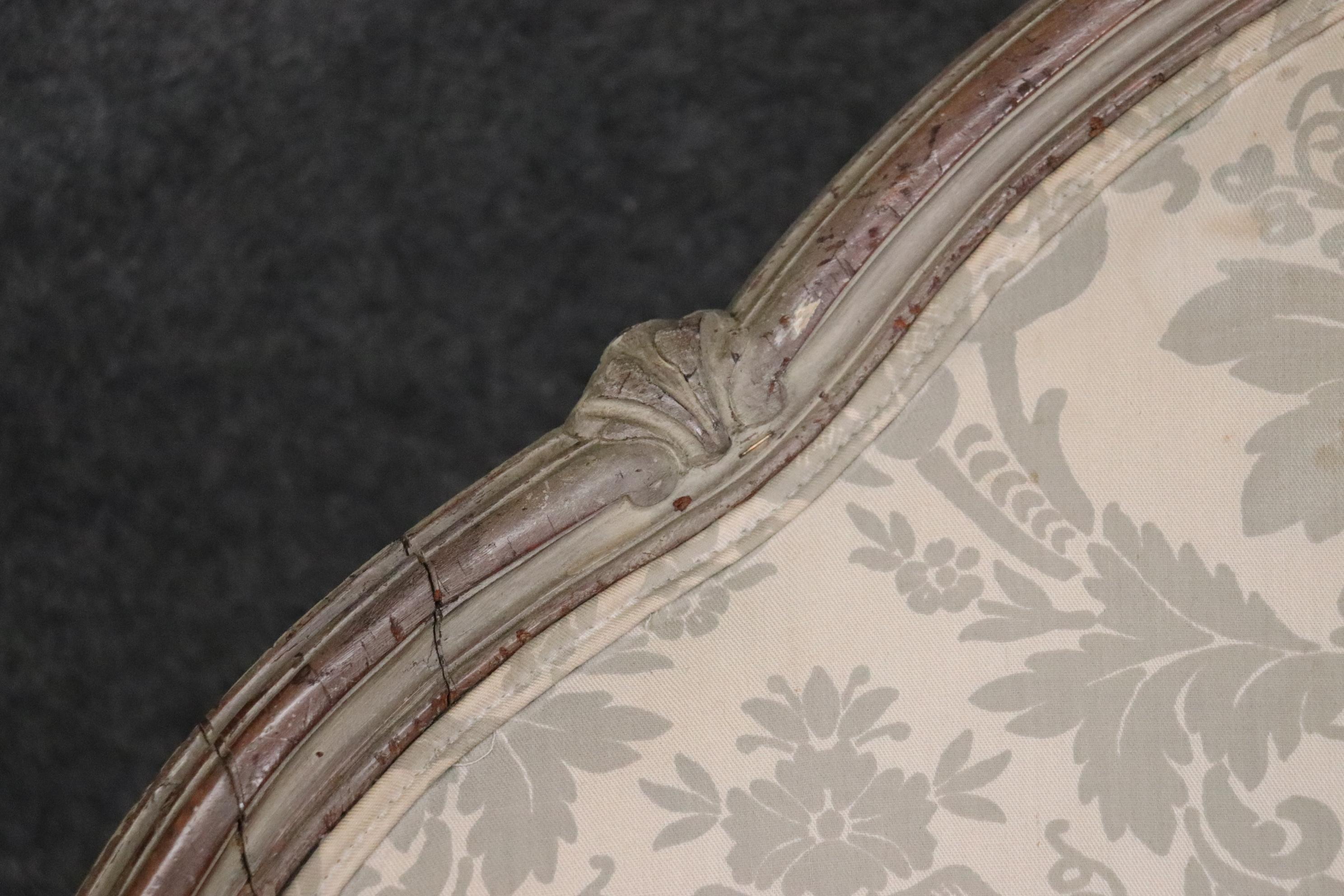Fine Quality Carved Antique French Louis XV Style Painted Canape Settee 5