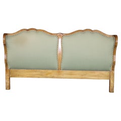 Fine Quality Carved French Louis XV Painted King Size Headboard Bed