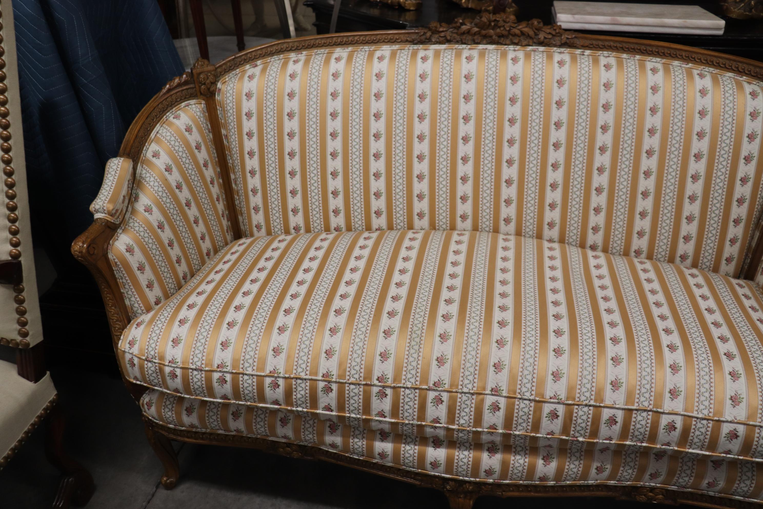 Fine Quality Carved French Louis XV Settee Sofa, Circa 1940s 7
