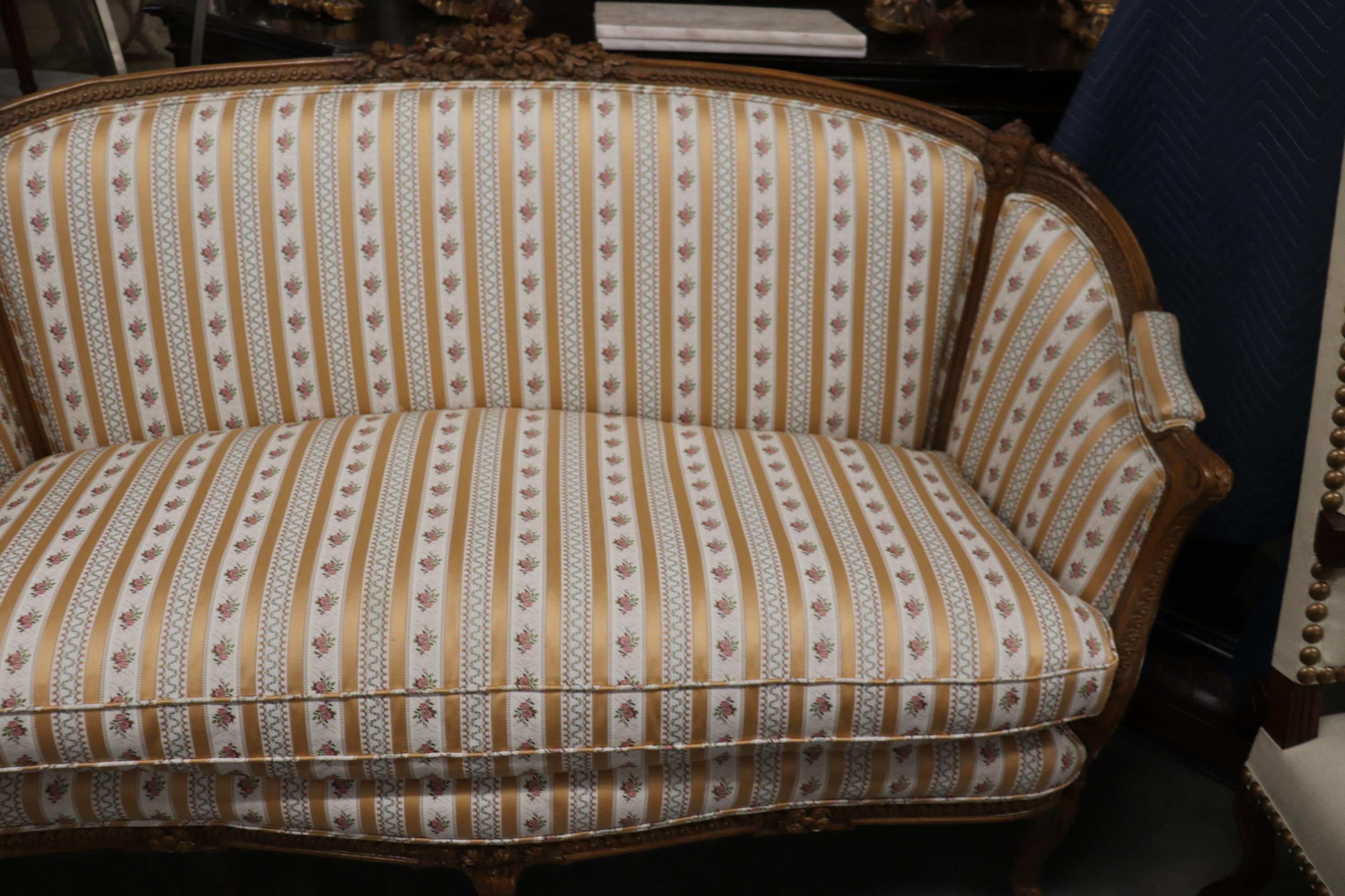 Fine Quality Carved French Louis XV Settee Sofa, Circa 1940s 8