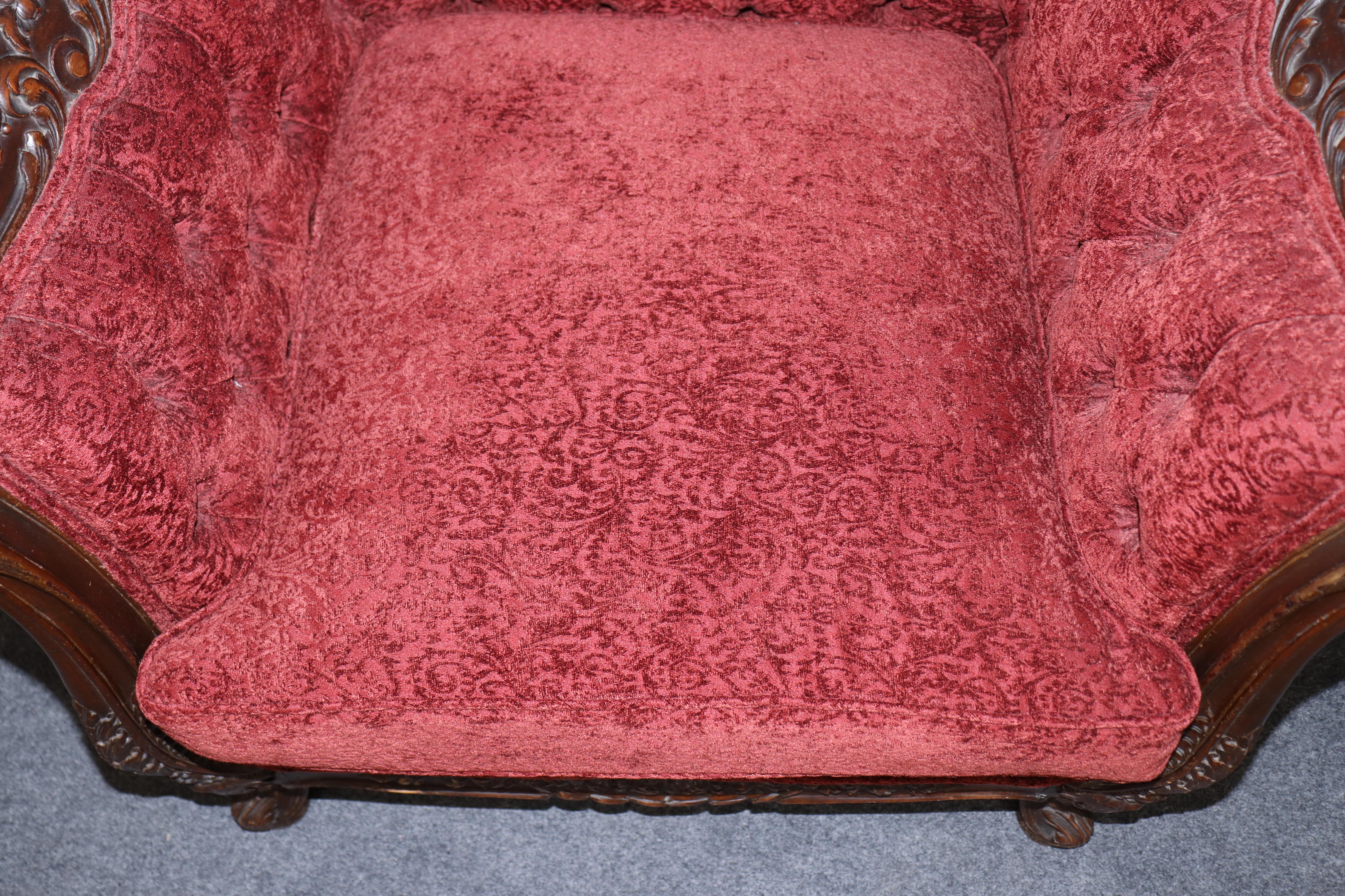 Fine Quality Carved French Louis XV Walnut Square Back Bergere Chair For Sale 6