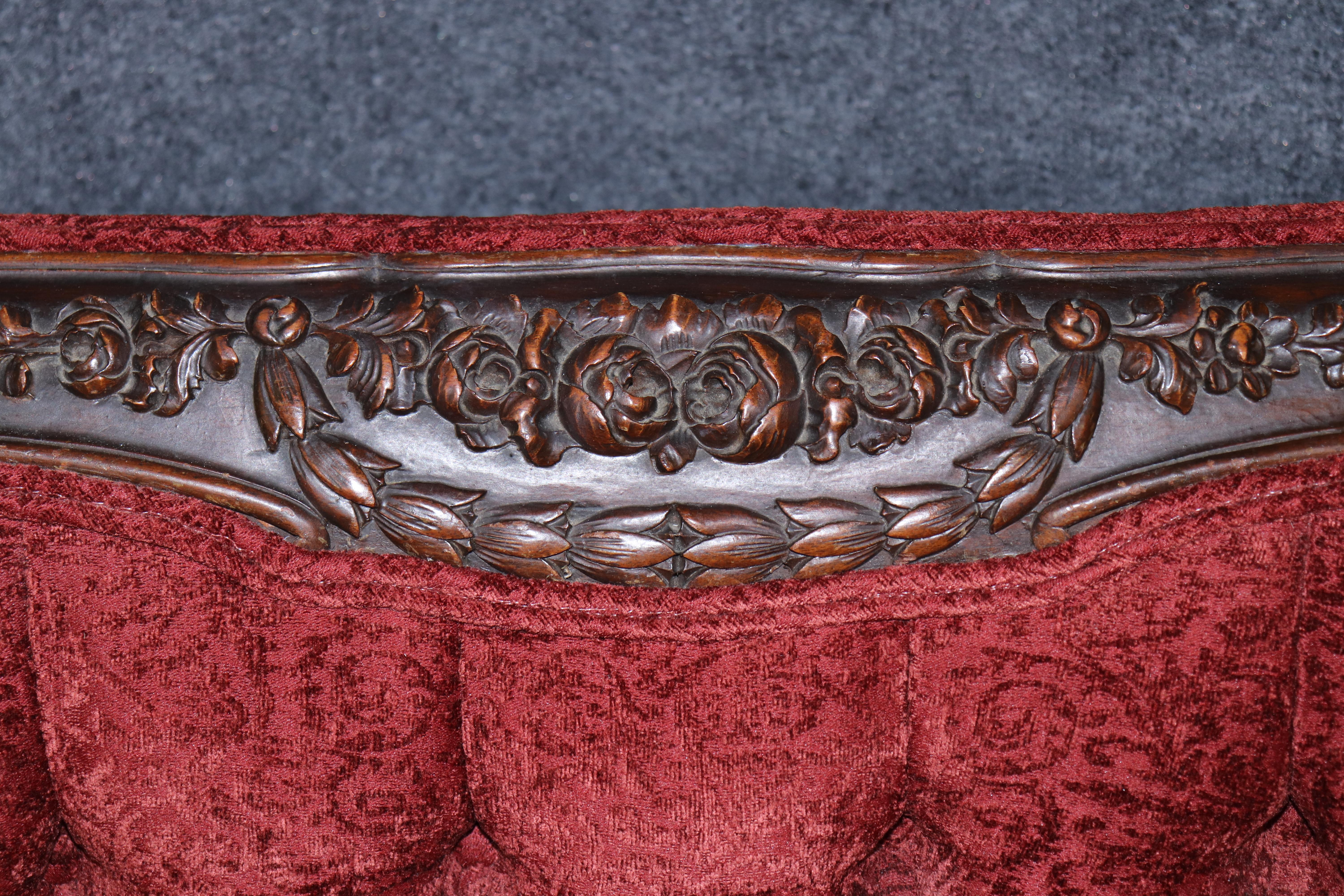 Fine Quality Carved French Louis XV Walnut Square Back Bergere Chair For Sale 3