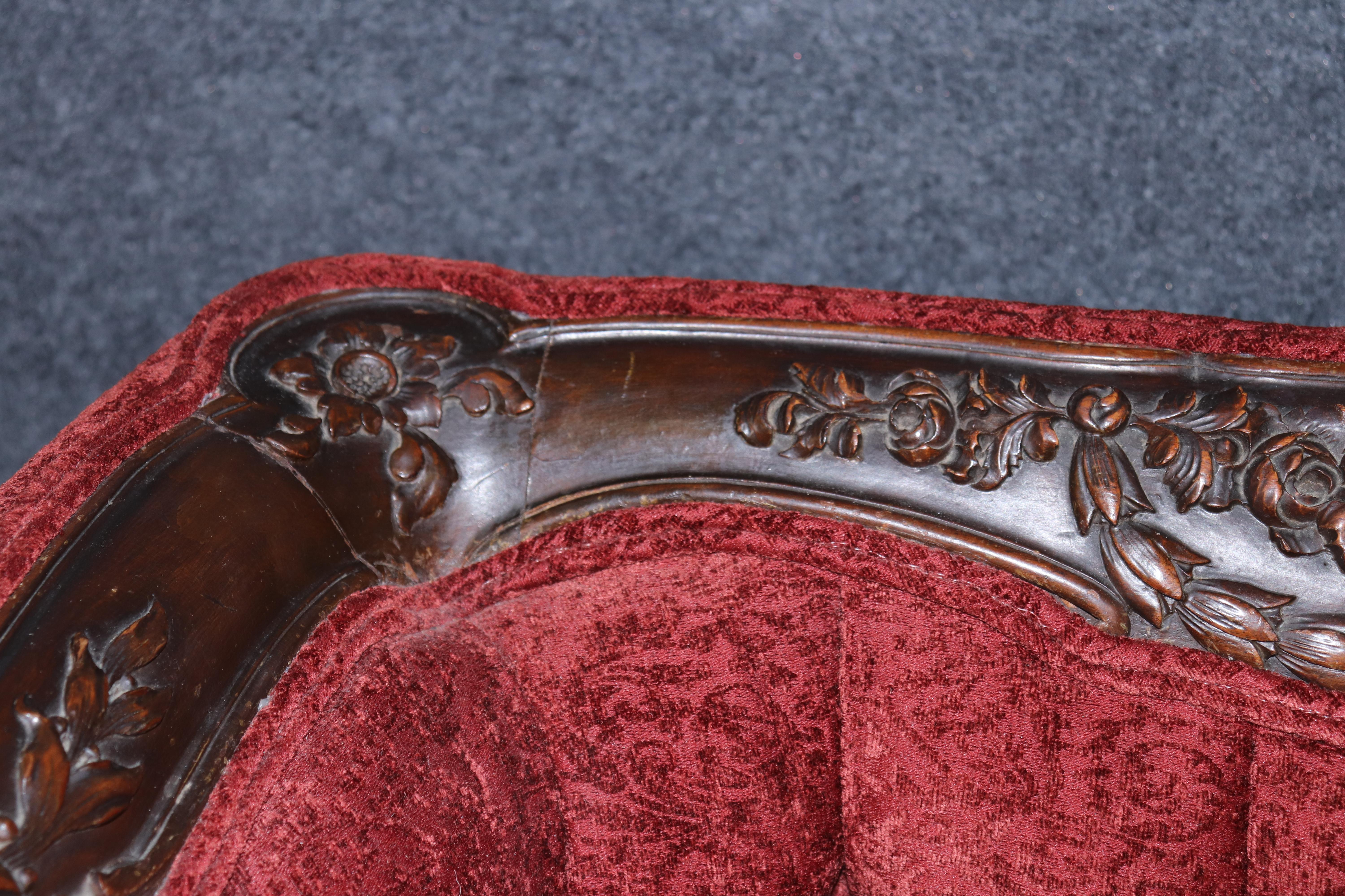 Fine Quality Carved French Louis XV Walnut Square Back Bergere Chair For Sale 4