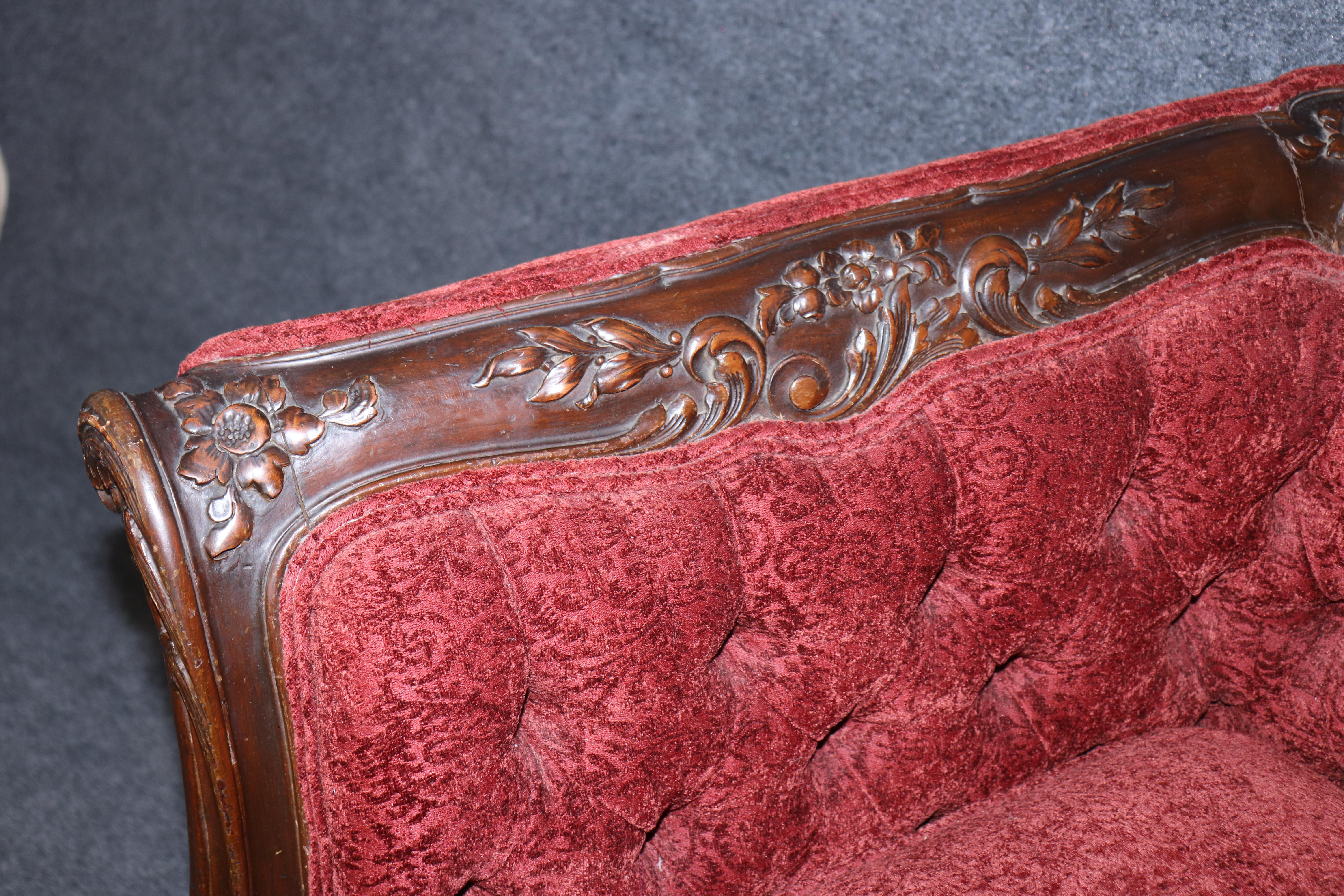 Fine Quality Carved French Louis XV Walnut Square Back Bergere Chair For Sale 5