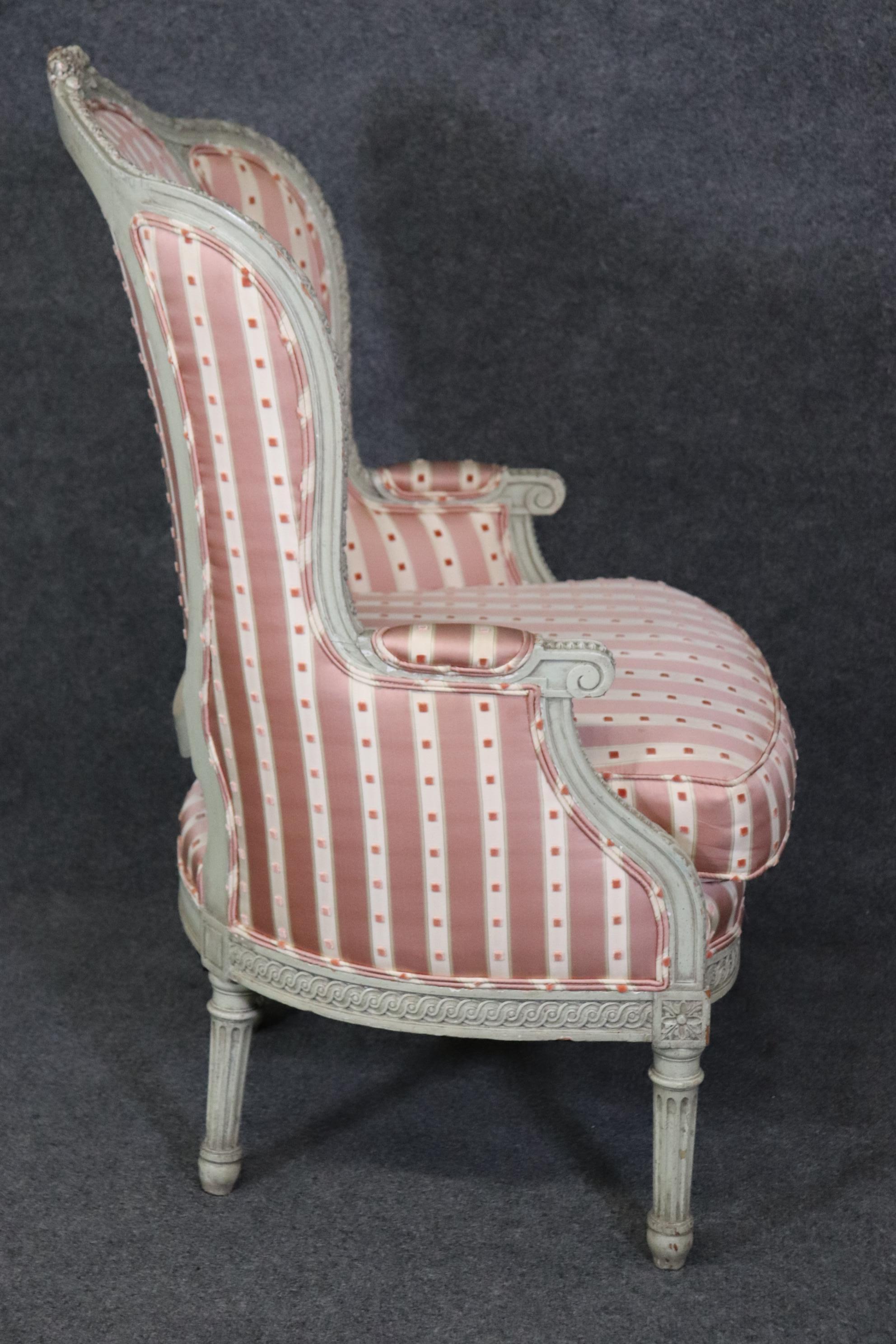 Fine Quality Carved French Louis XVI Maison Jansen Attributed Bergere Chair For Sale 5
