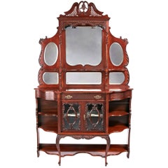 Fine Quality Carved Mahogany Mirror Back Cabinet