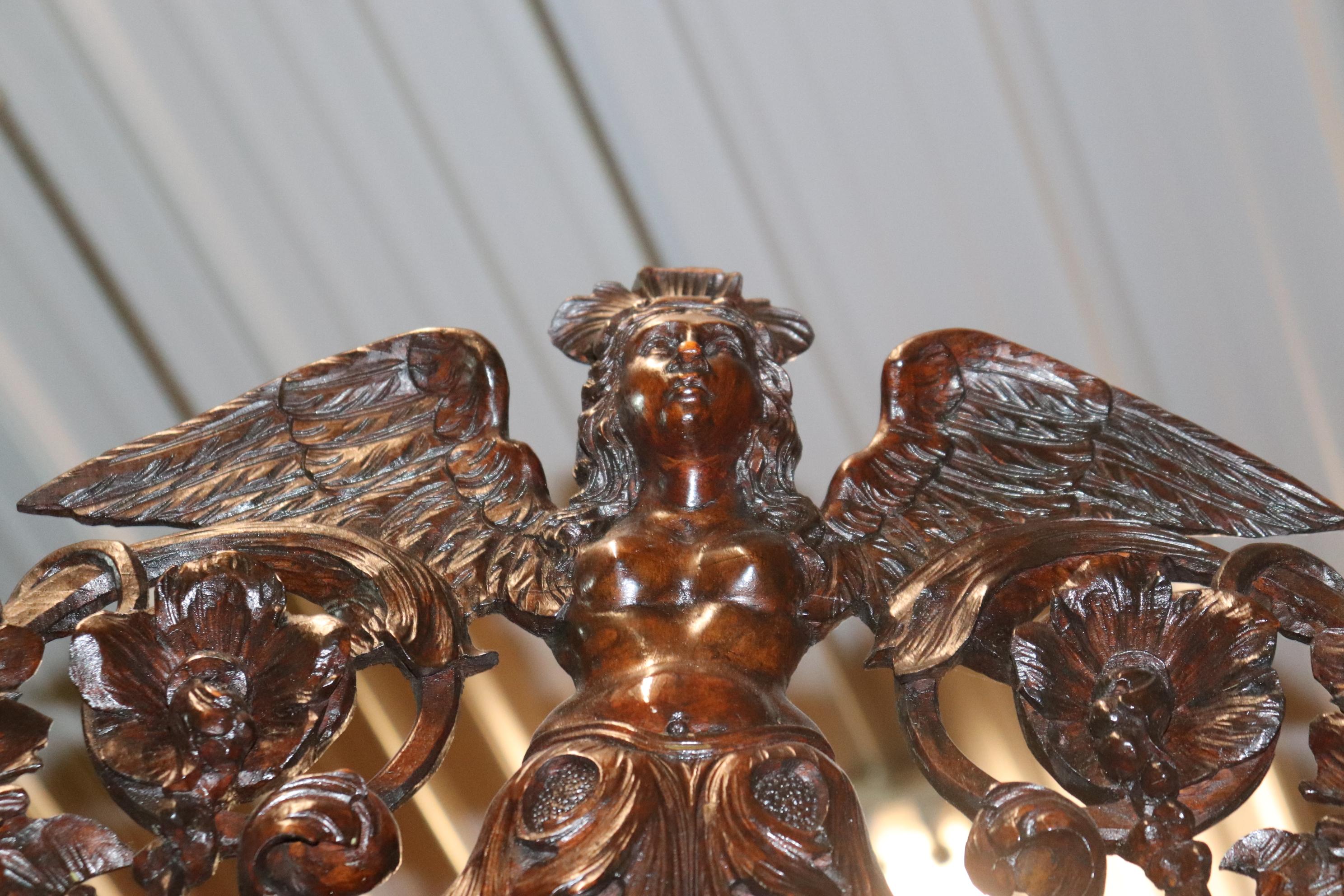 Fine Quality Carved Walnut Renaissance Italian Figural Bookcase Vitrine 7