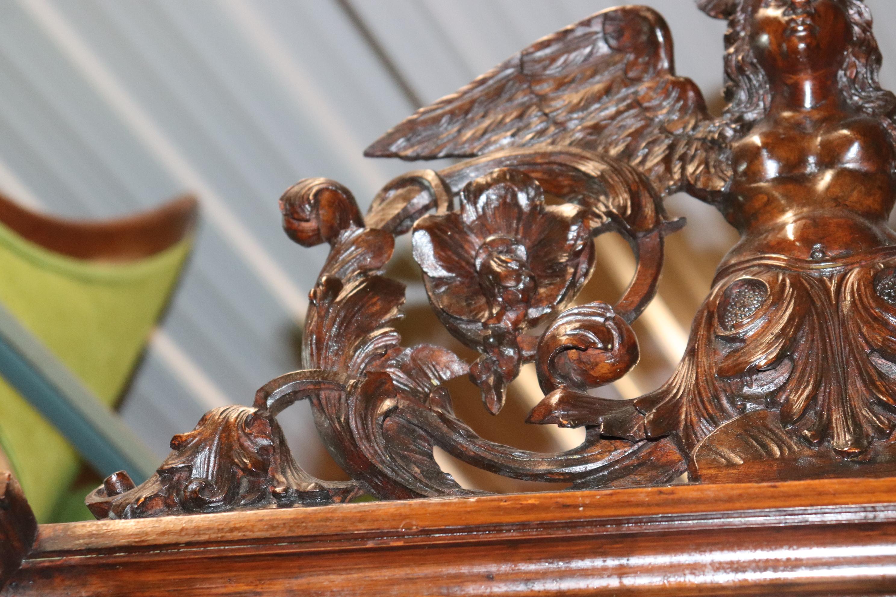 Fine Quality Carved Walnut Renaissance Italian Figural Bookcase Vitrine 9