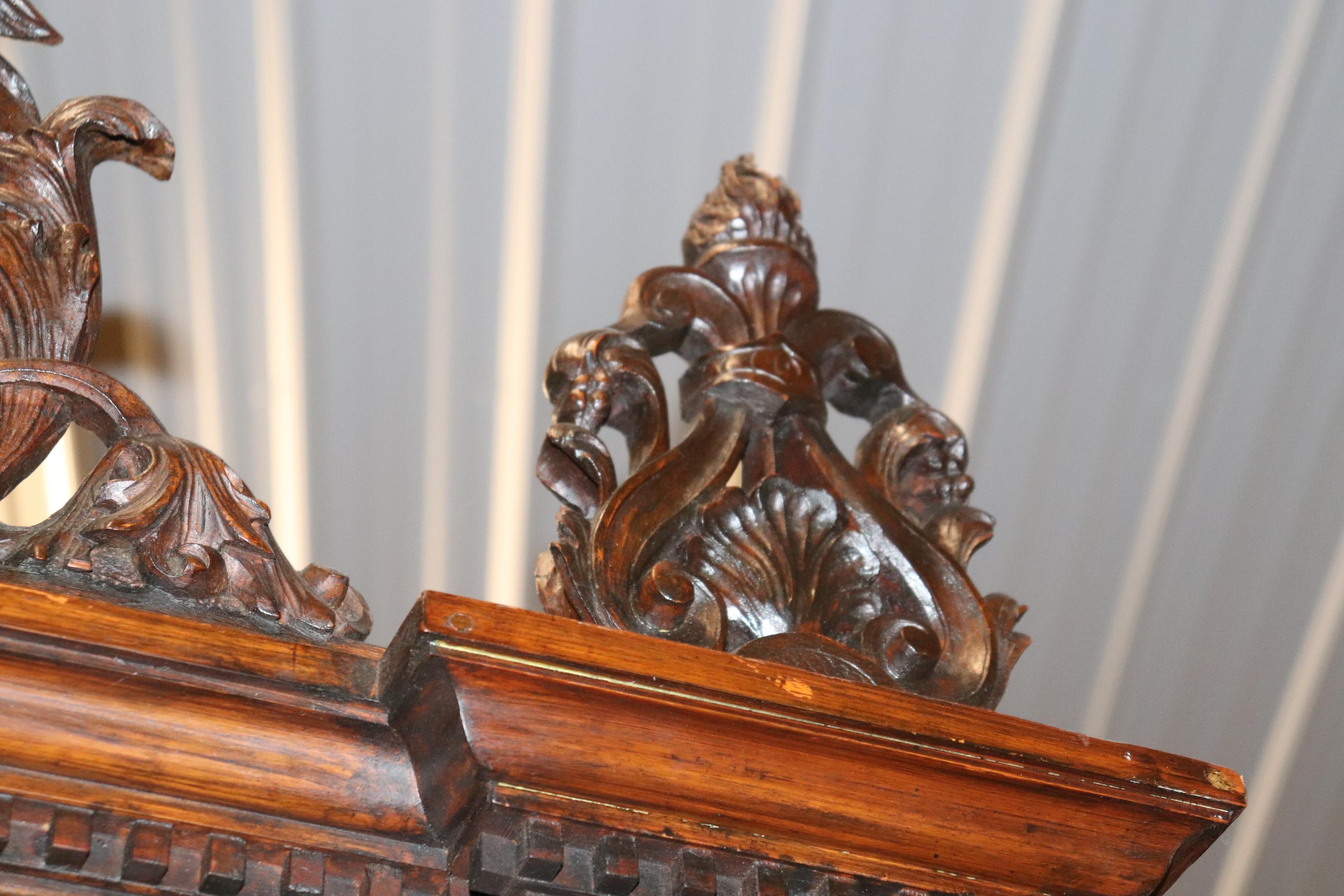 Fine Quality Carved Walnut Renaissance Italian Figural Bookcase Vitrine 11