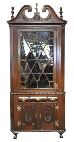 Fine Quality Centennial Federal Solid Mahogany Individual Glazed Corner Cabinet