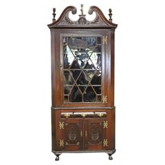 Fine Quality Centennial Federal Solid Mahogany Individual Glazed Corner Cabinet