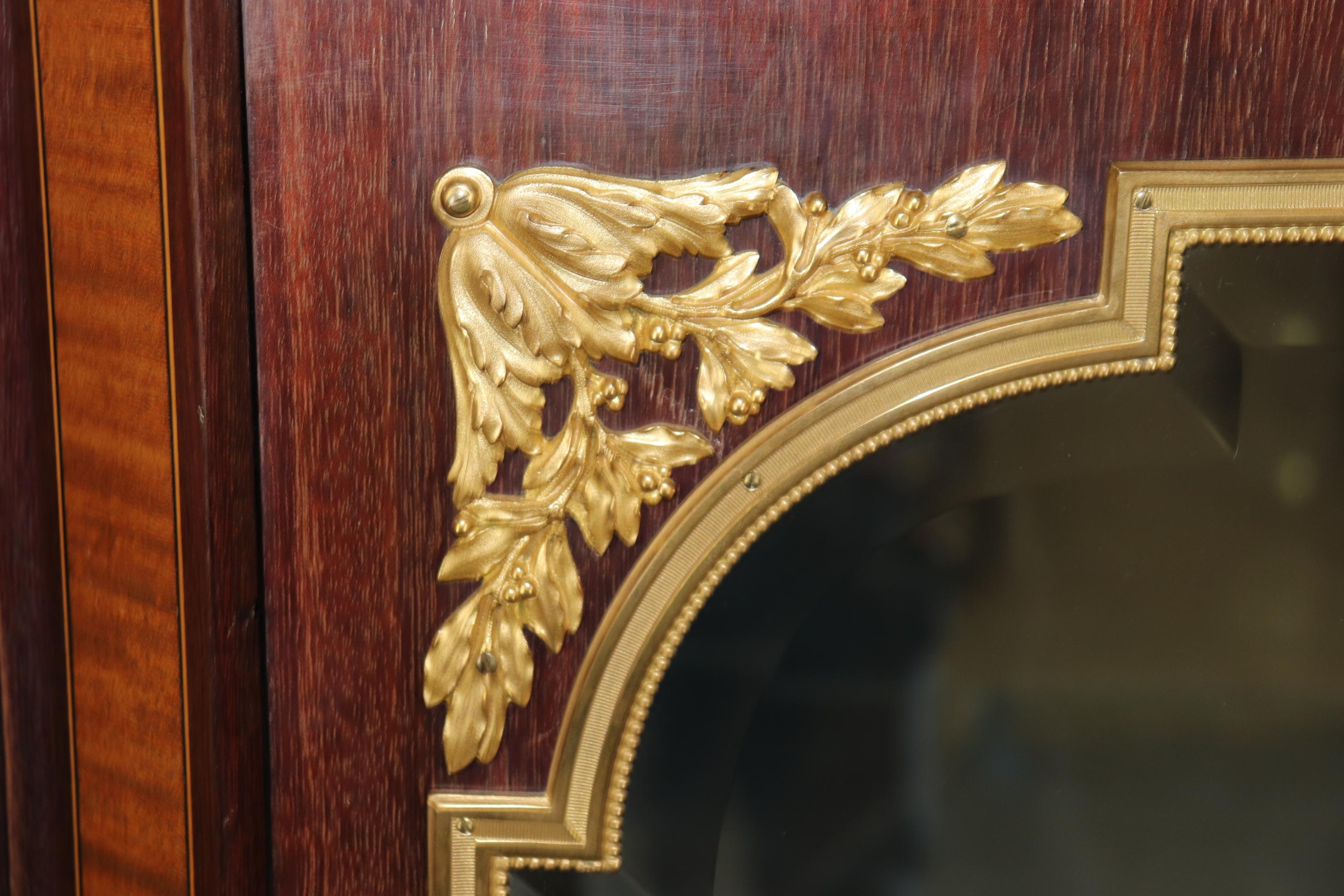 Fine Quality Charles Bernel of Paris Inlaid Dore' Bronze Marble Top Vitrine For Sale 4