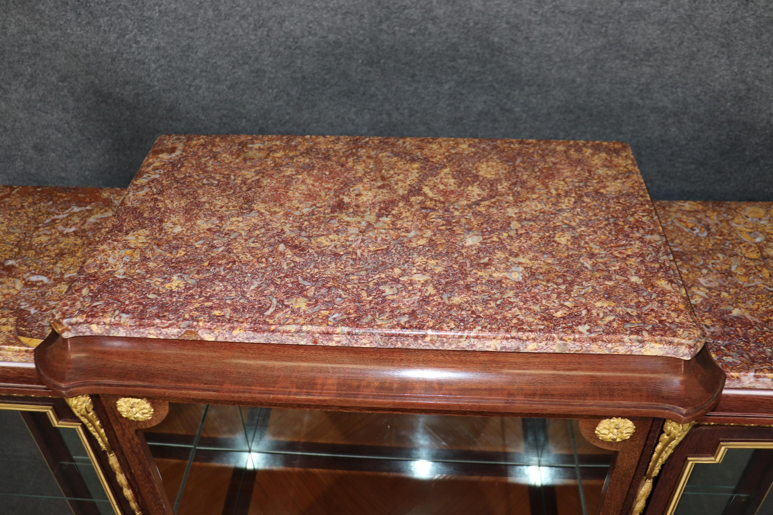 Fine Quality Charles Bernel of Paris Inlaid Dore' Bronze Marble Top Vitrine For Sale 5