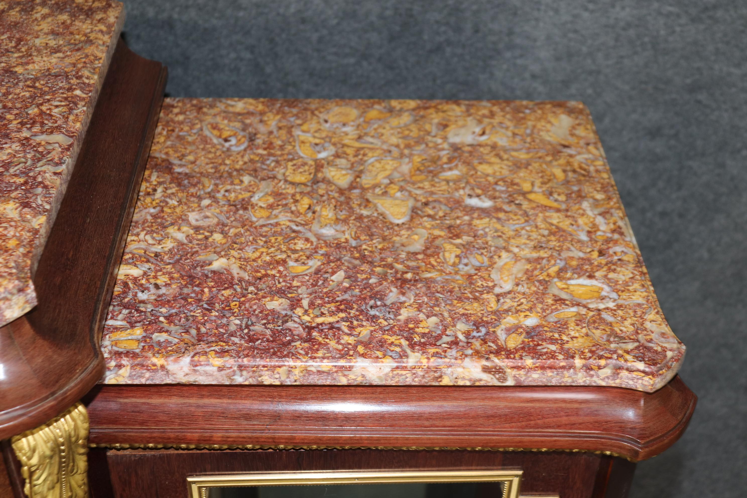 Fine Quality Charles Bernel of Paris Inlaid Dore' Bronze Marble Top Vitrine For Sale 6