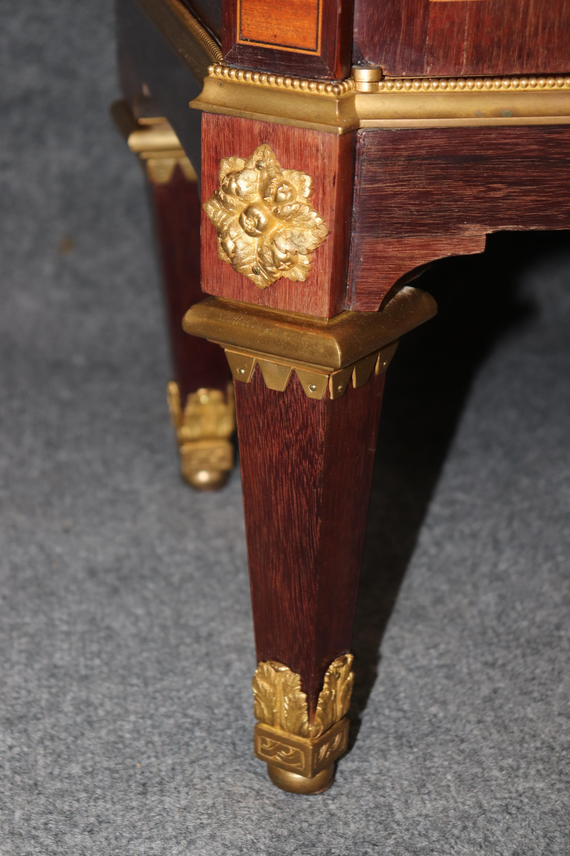 Fine Quality Charles Bernel of Paris Inlaid Dore' Bronze Marble Top Vitrine For Sale 7
