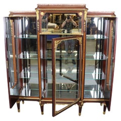 Fine Quality Charles Bernel of Paris Inlaid Dore' Bronze Marble Top Vitrine
